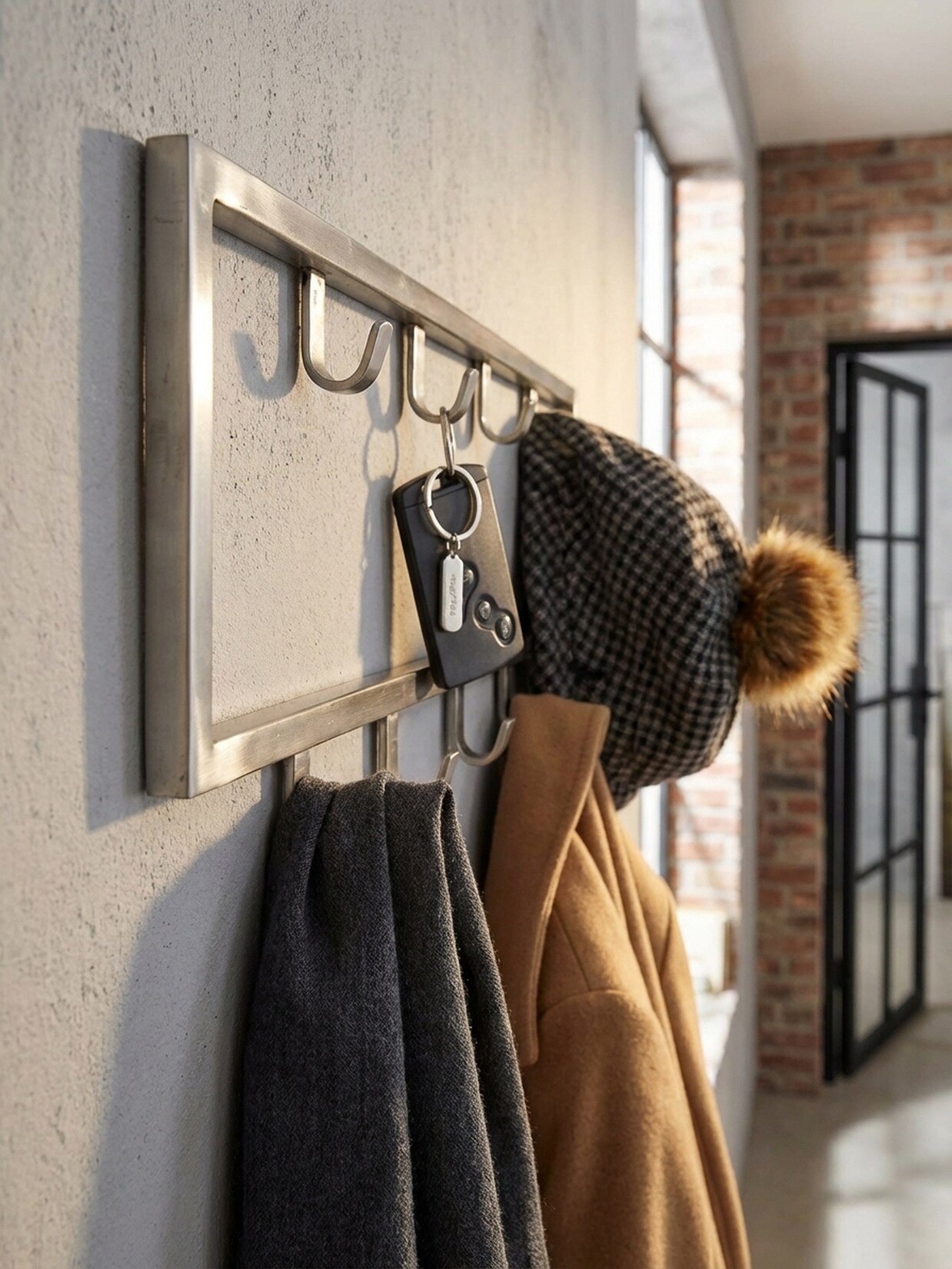 Wandgarderobe Metall Silber Modern 50x20x4 cm Hakenleiste Wandpaneel