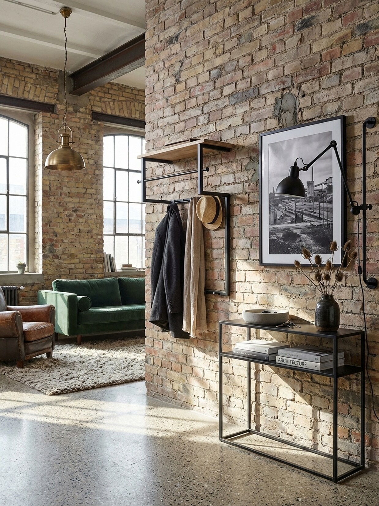 Wandgarderobe Mango Massivholz Metall Modern 60x76x26 cm mit Hakenleiste, Ablage und Kleiderstange