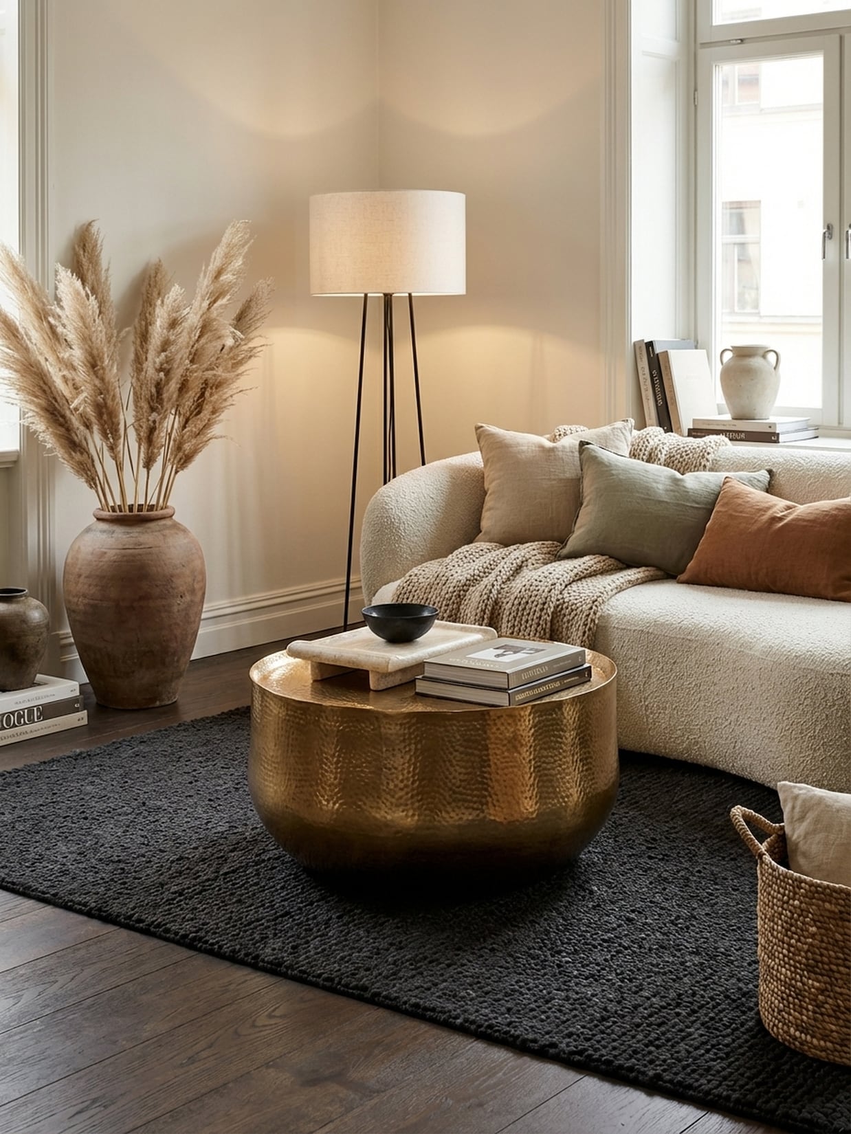 Couchtisch Aluminium mit Hammerschlag-Muster, orientalischer Stil, rund, klein, Gold 60x60x35 cm