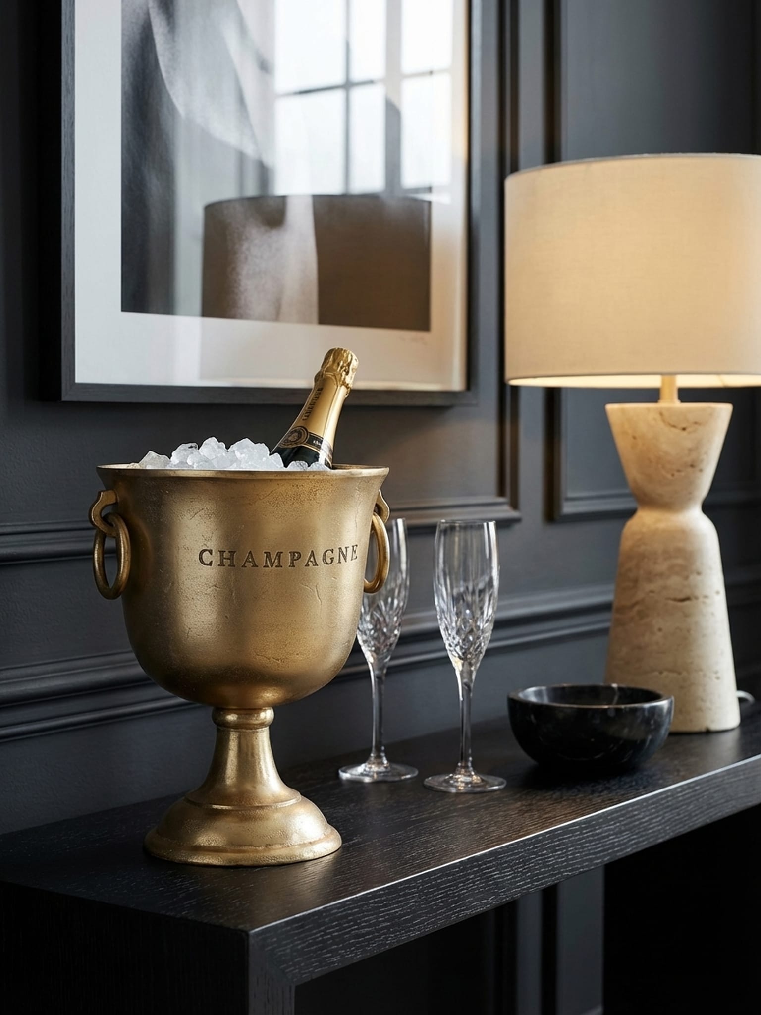Champagnerk&uuml;hler &ndash; Gold, Aluminium massiv, 28,5x37,5x28,5&nbsp;cm, gro&szlig;, f&uuml;r Wein, Sekt, Champagner 