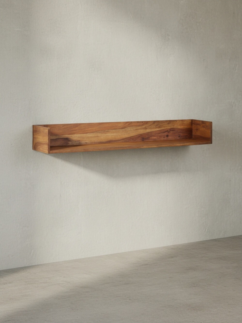 Wandregal Massivholz Modern Stil 120x15x20 cm Groß Schwebend