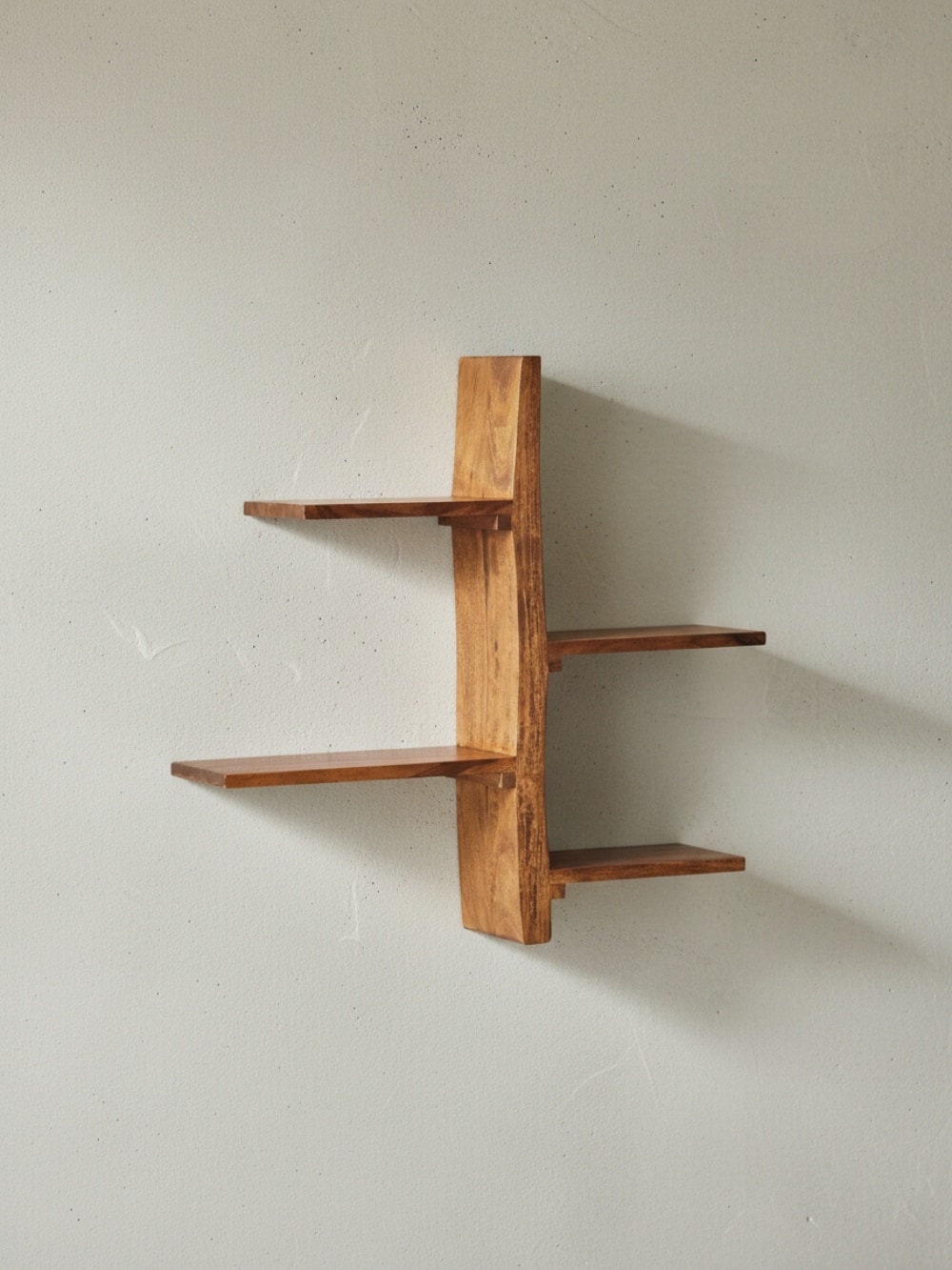 Wandregal Massivholz Modern Stil 58x60x15 cm Baumform Schwebend