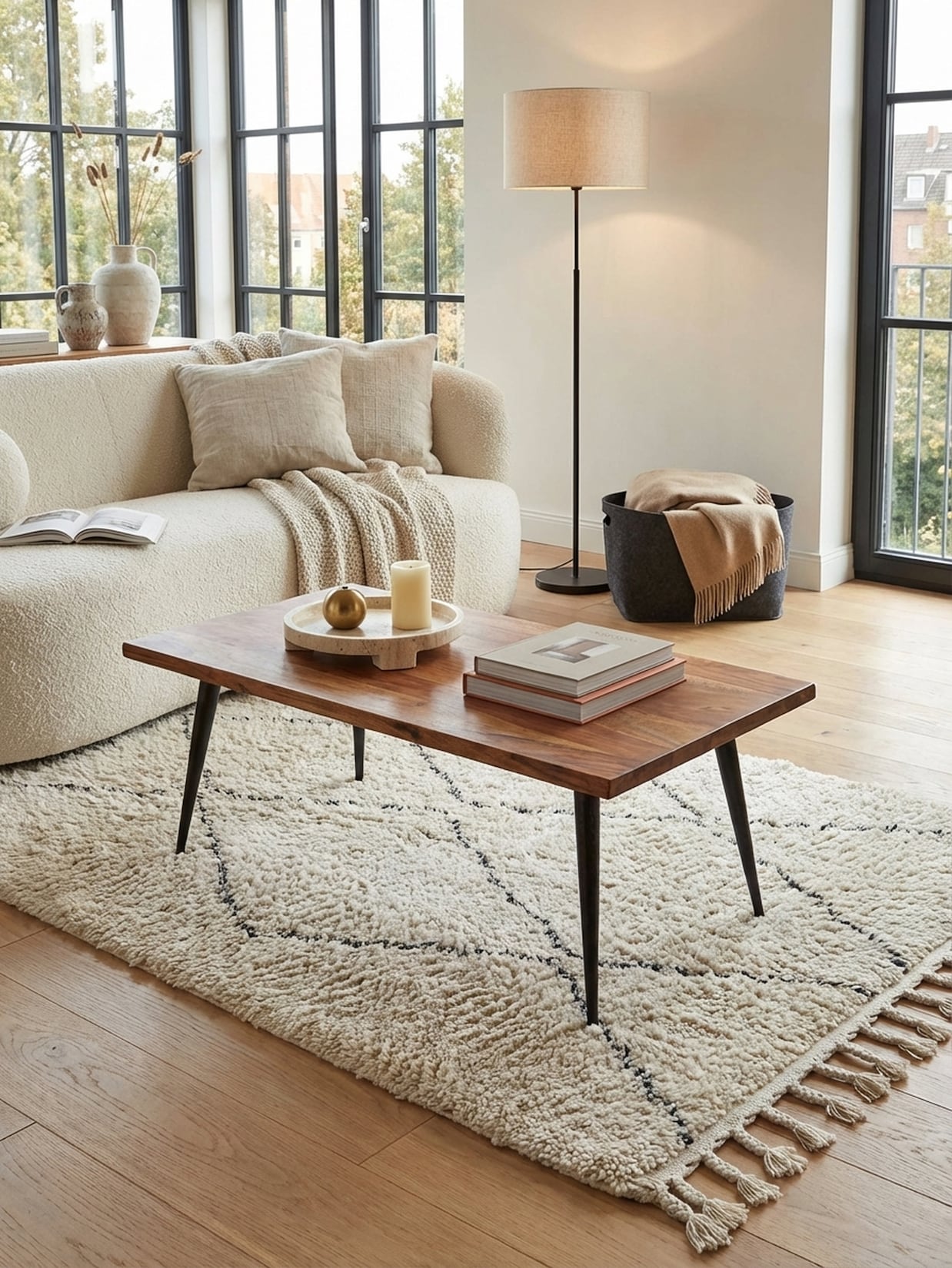 Couchtisch Sheesham Massivholz Baumkante 110x60x40 cm mit Metall-Gestell