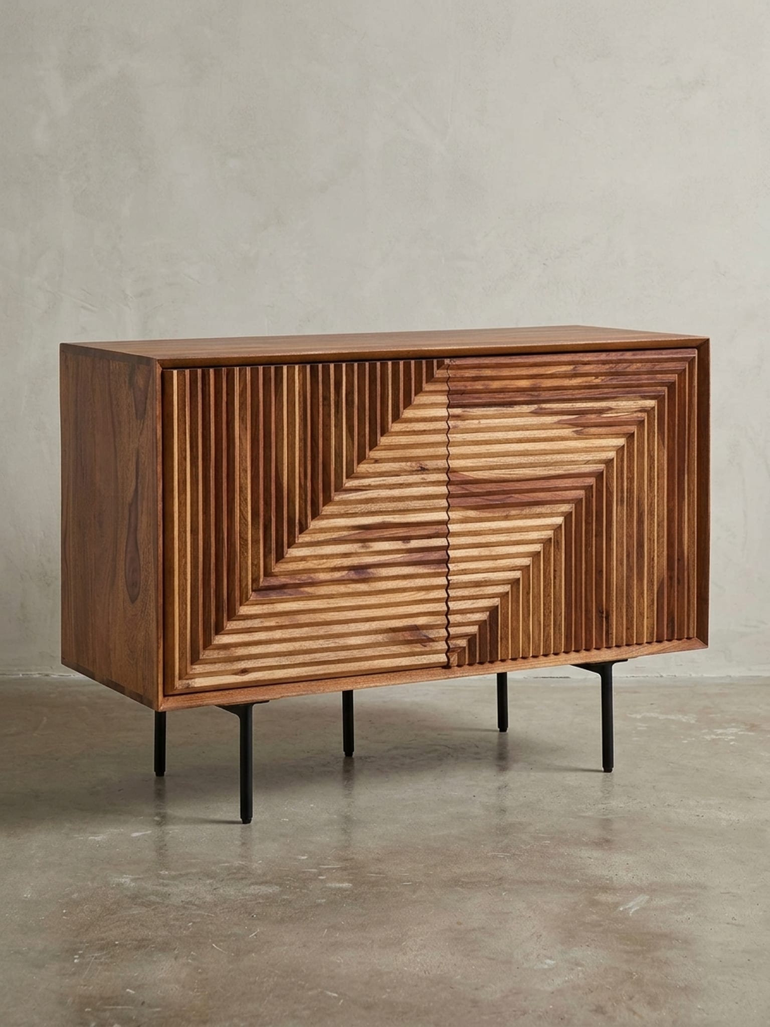 Sideboard &ndash; Massivholz/Metall, 100x71x40&nbsp;cm, 2 T&uuml;ren, modern 