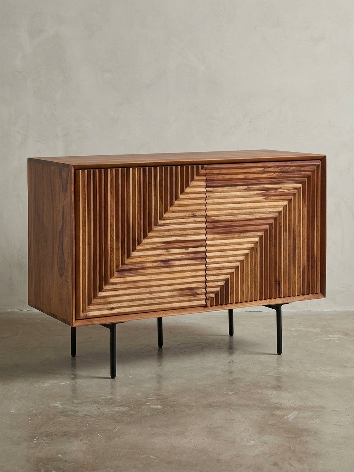 Sideboard – Massivholz/Metall, 100x71x40 cm, 2 Türen, modern