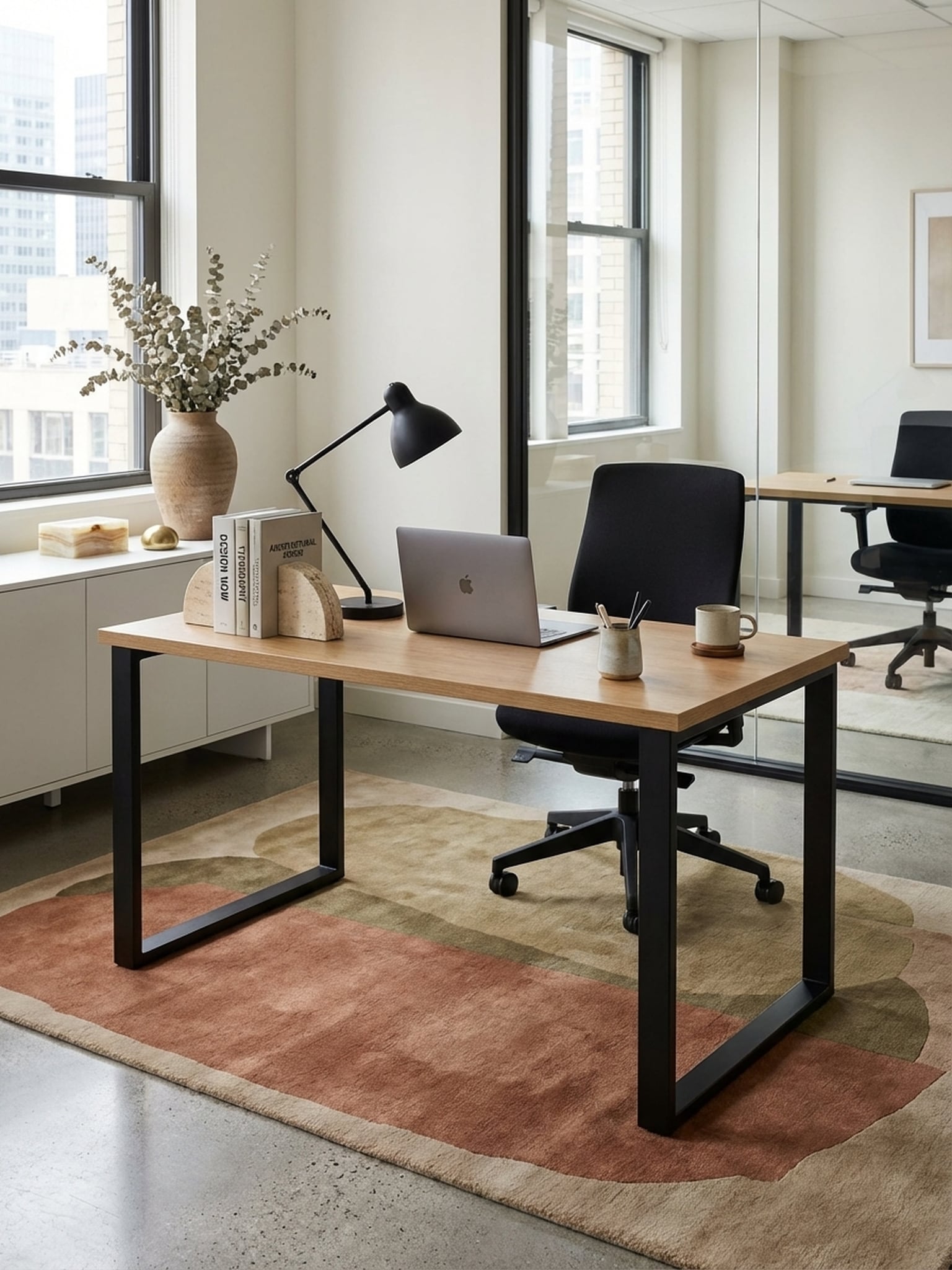 Schreibtisch &ndash; Eiche-Dekor/Schwarz, 120x60x76 cm, Metallbeine, Homeoffice 