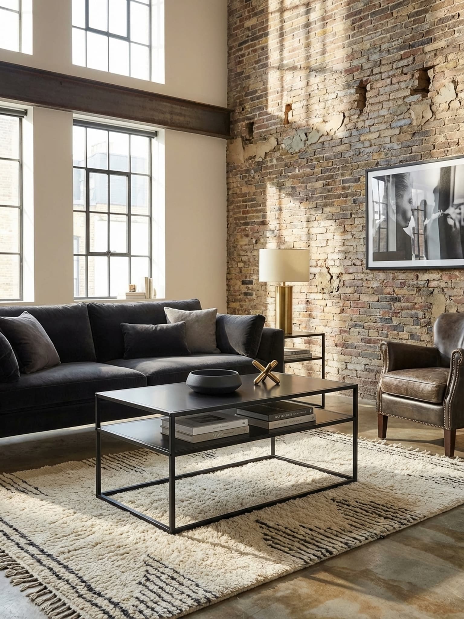 Couchtisch Schwarz Metall Industrial 100x60x45 cm mit Stauraum 