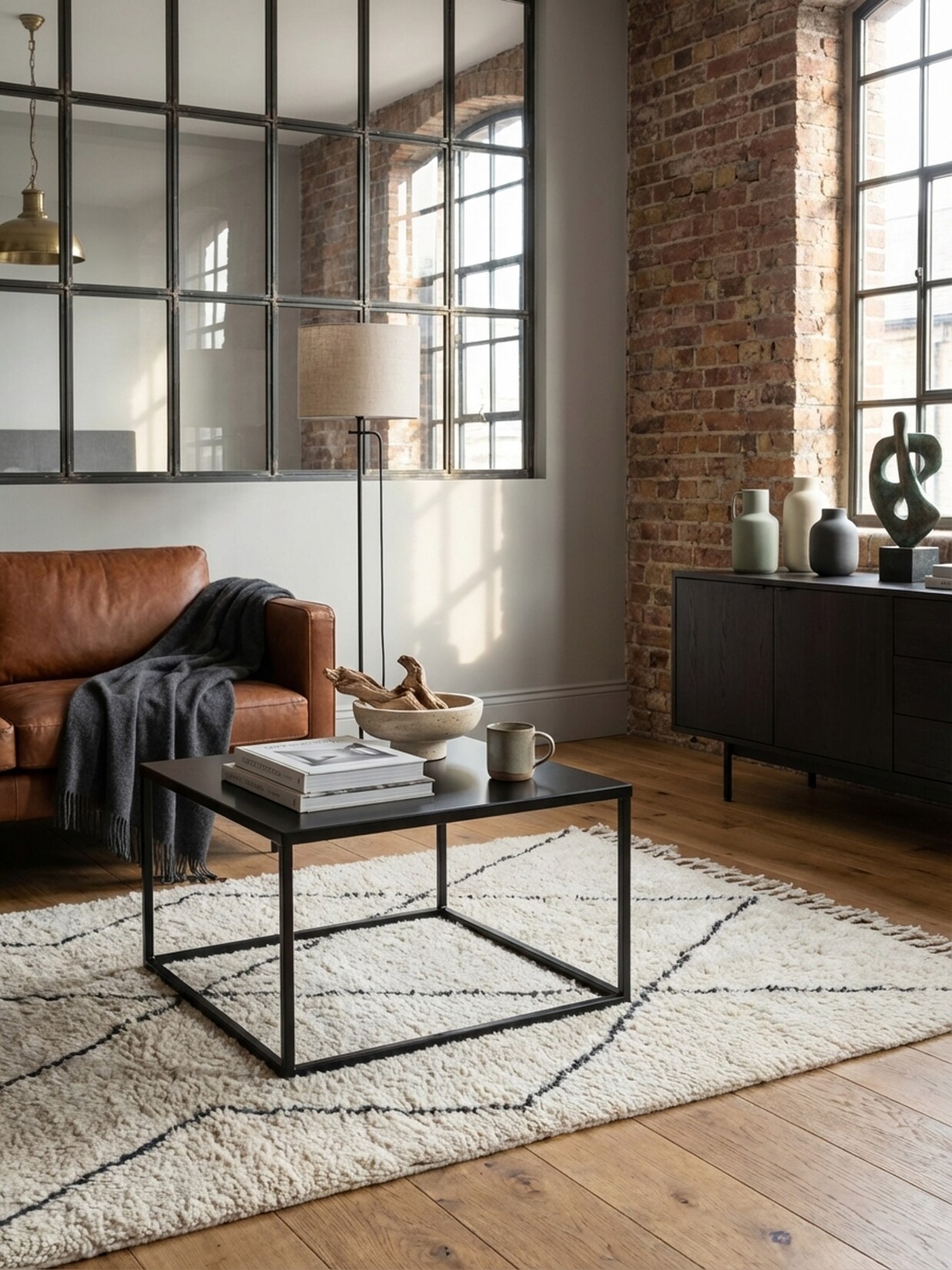 Couchtisch in Schwarz aus Metall im Industrial Stil, Quadratisch 60x60x40 cm