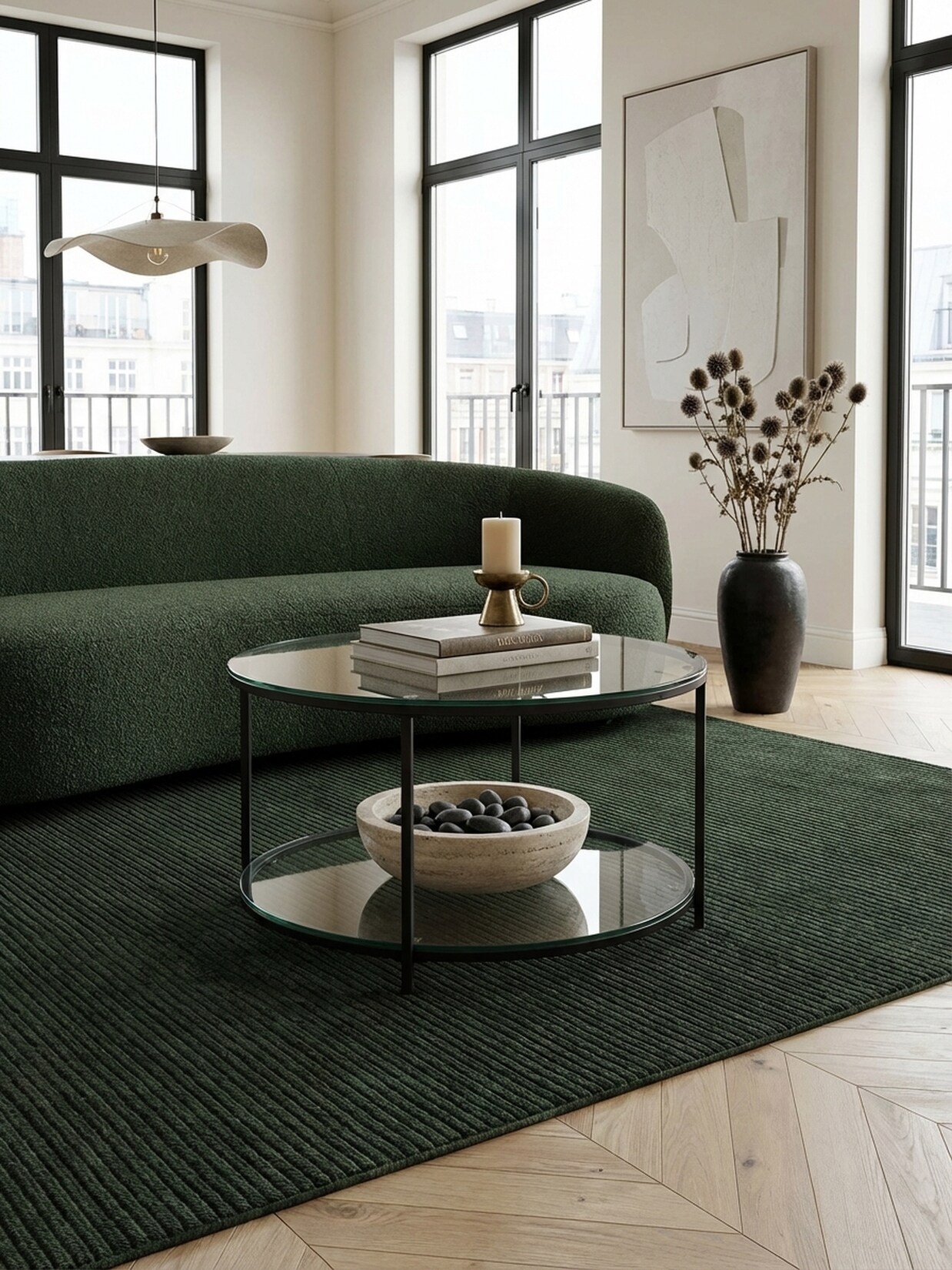 Couchtisch Glas/Metall Rund Modern 80x80x45 cm mit Stauraum & Ablagefach