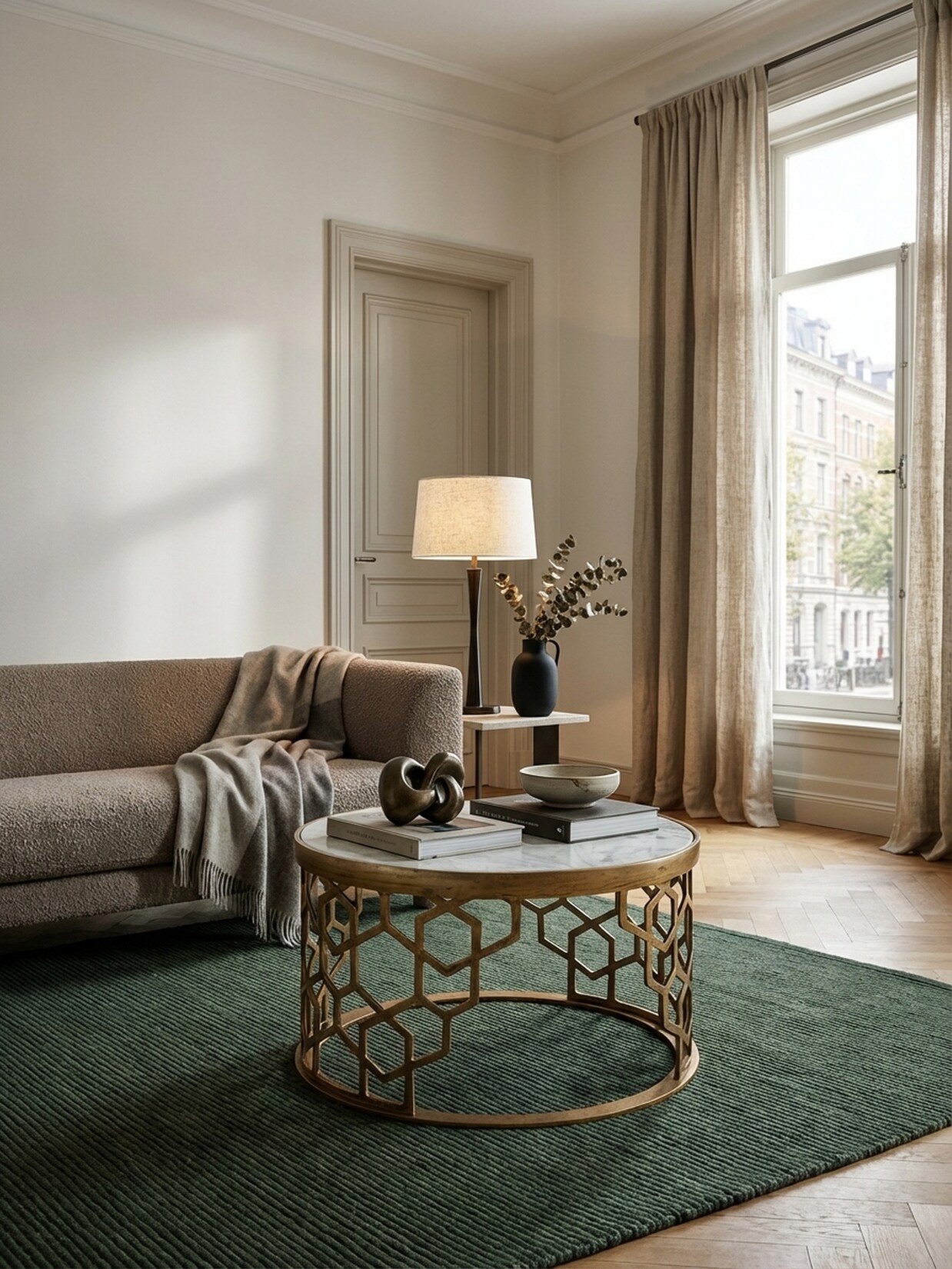 Couchtisch Weißer Marmor Gold Metall 60x60x36 cm Rund Modern Klein