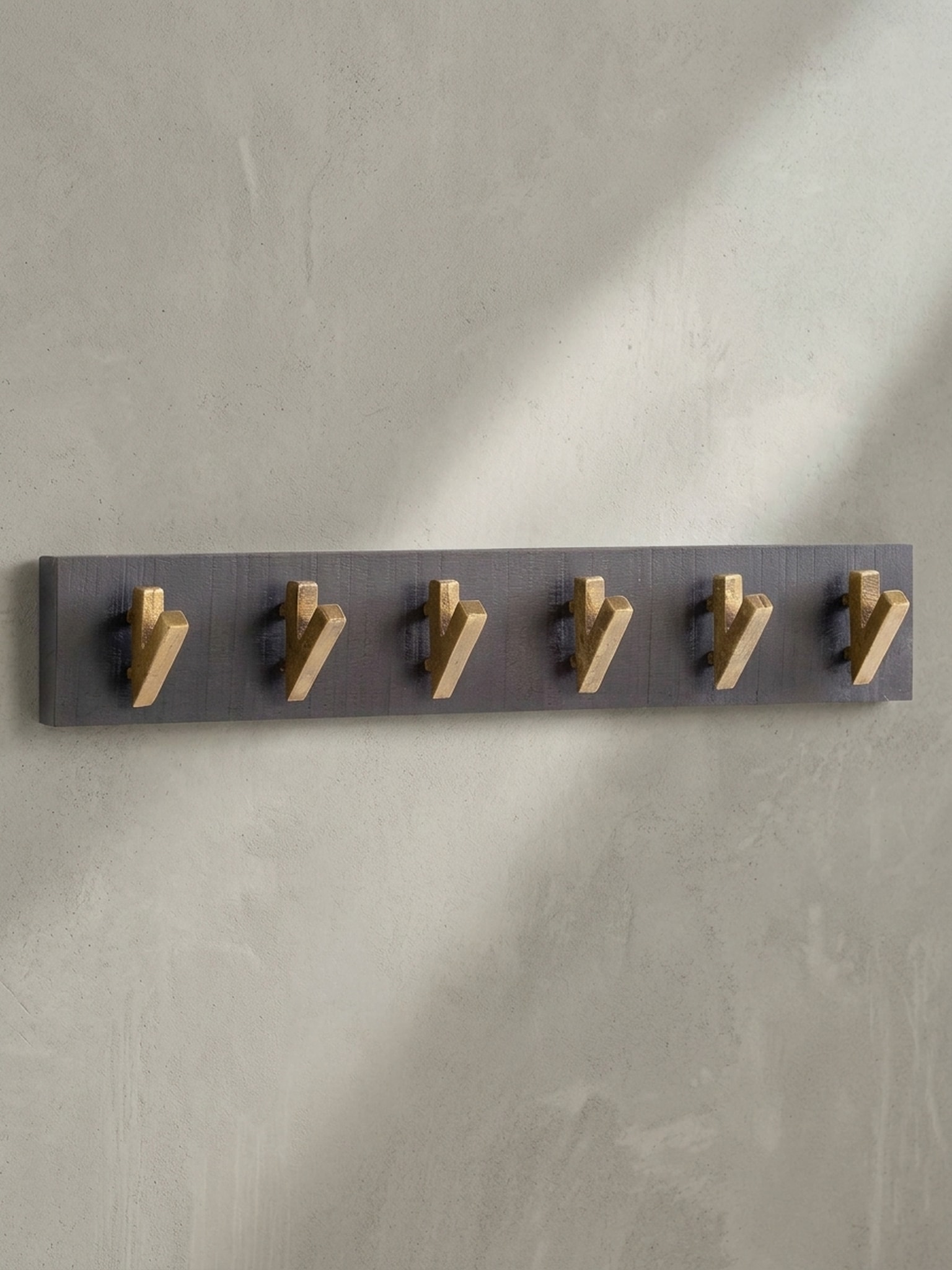 Wandgarderobe Mango Massivholz Metall Modern 60x10x8 cm Schwarz Gold 