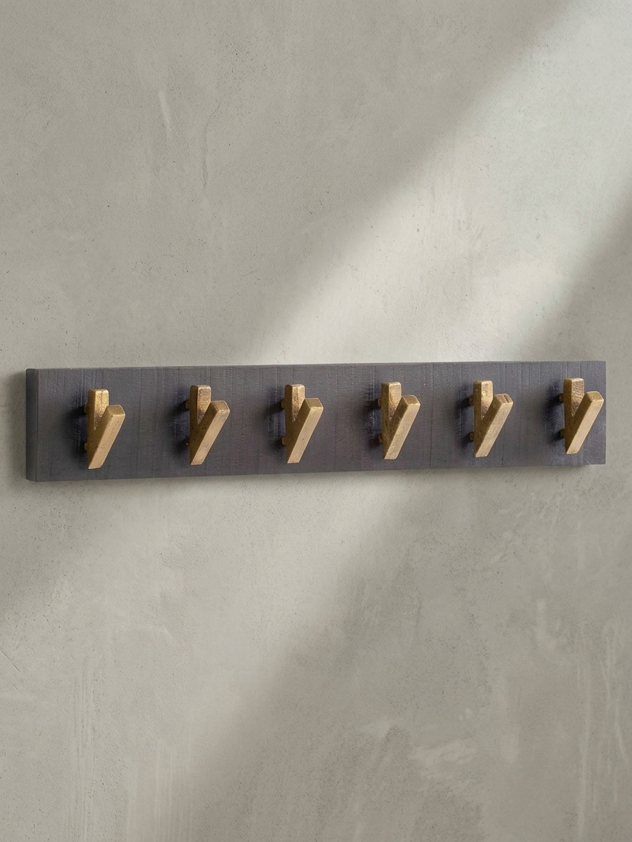 Wandgarderobe Mango Massivholz Metall Modern 60x10x8 cm Schwarz Gold