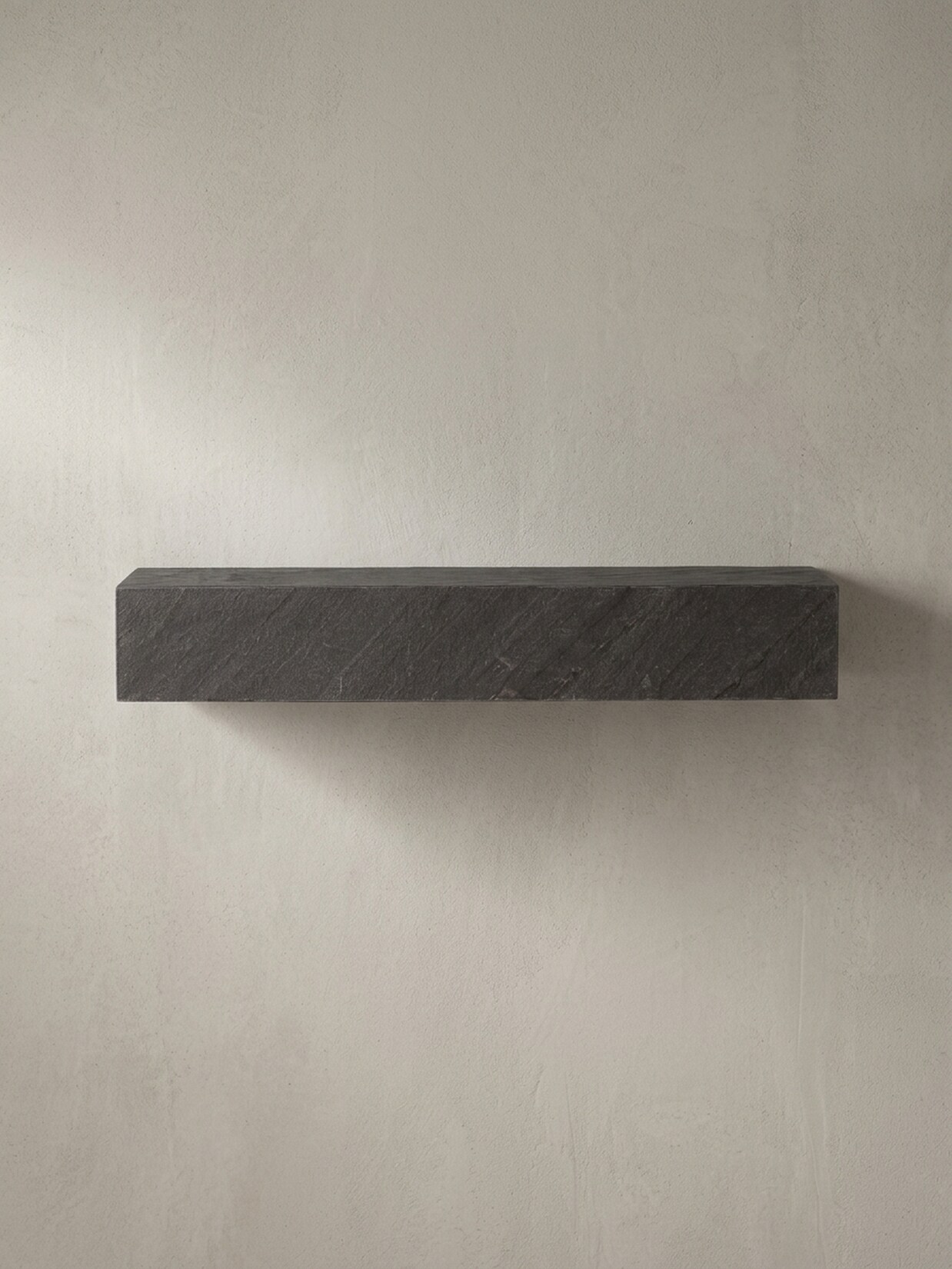 Wandregal Mango Massivholz Steinoptik Rechteckig Modern, Grau 60x20x10 cm