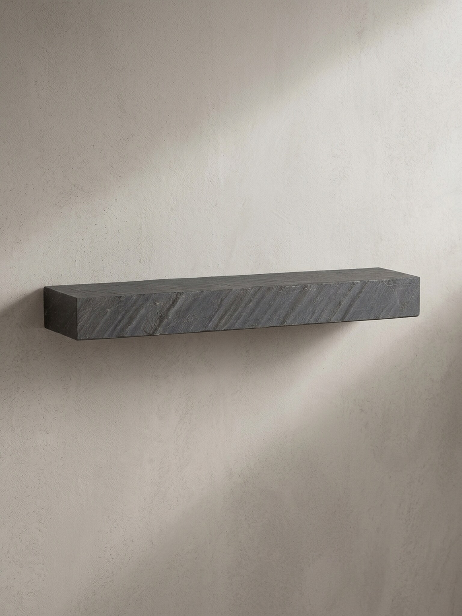 Wandregal Mango Massivholz Steinoptik Rechteckig Modern, Grau 90x20x10 cm 