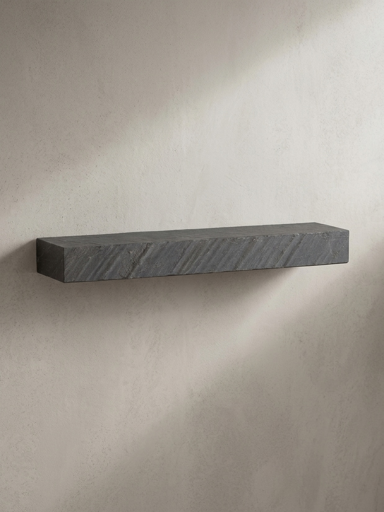 Wandregal Mango Massivholz Steinoptik Rechteckig Modern, Grau 90x20x10 cm