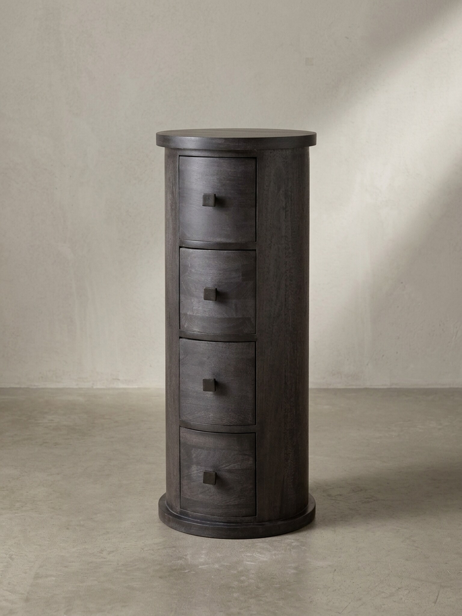 Sideboard &ndash; Mango Massivholz, 34x85x34&nbsp;cm, 4 Schubladen, schmal, schwarz 
