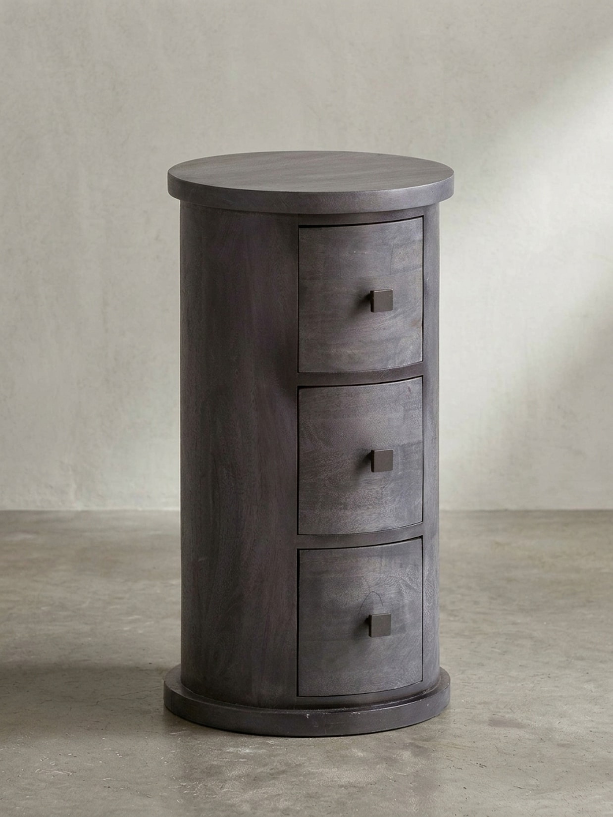 Sideboard – Mango Massivholz, 34x65x34 cm, 3 Schubladen, schmal, schwarz