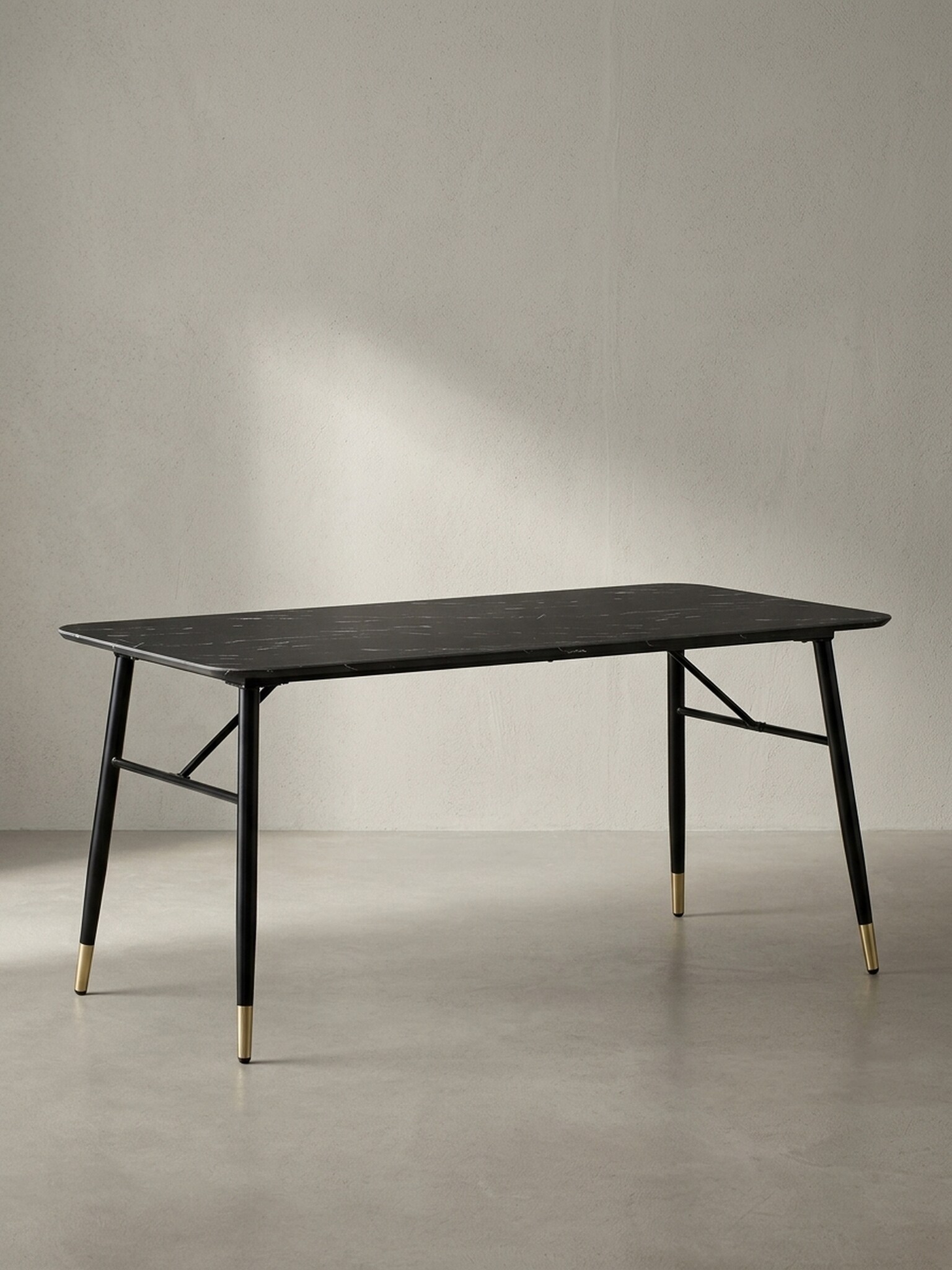 Esstisch Marmoroptik Metall Rechteckig Modern Klein, Schwarz 120x60x76 cm 