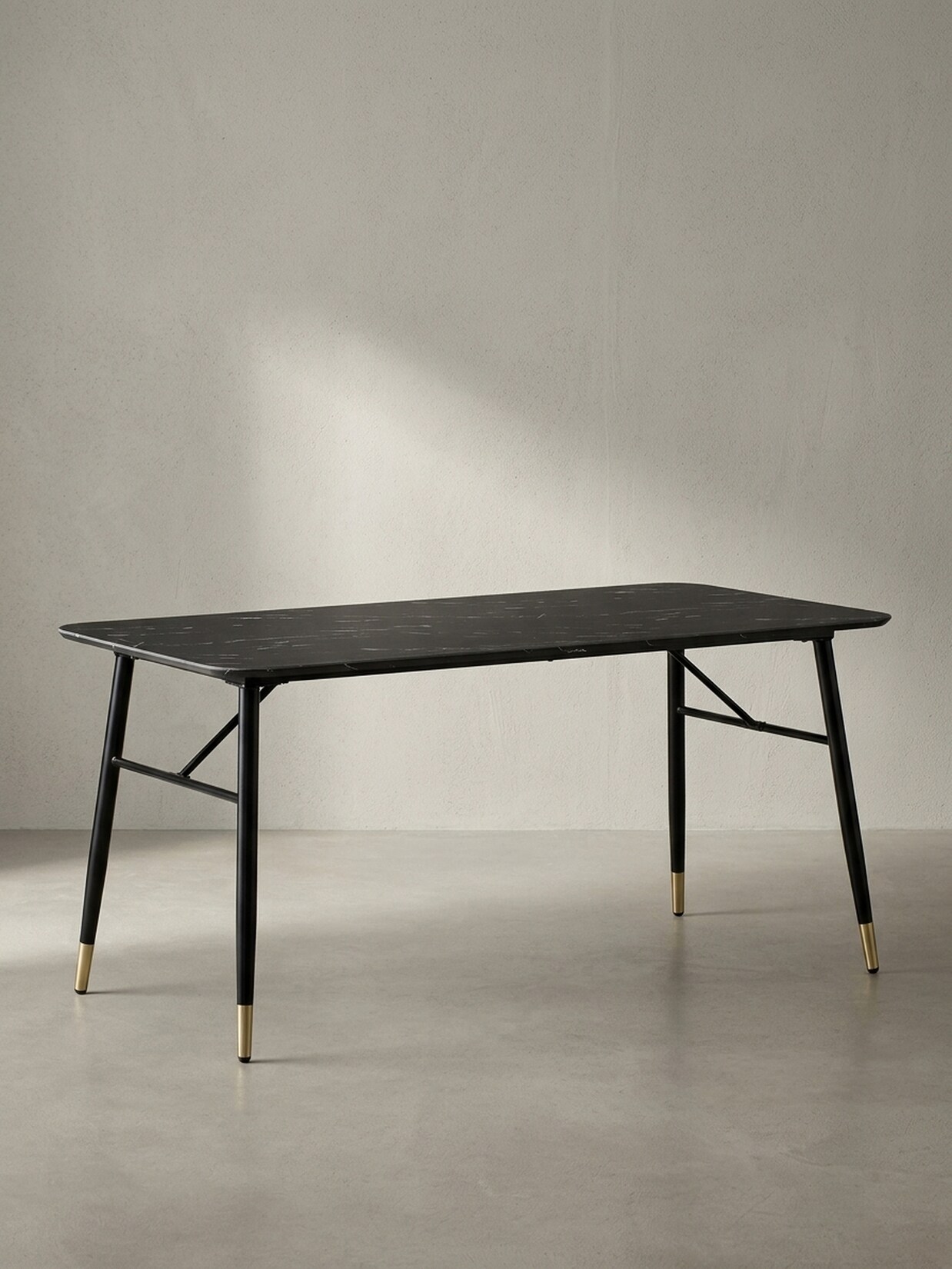 Esstisch Marmoroptik Metall Rechteckig Modern Klein, Schwarz 120x60x76 cm