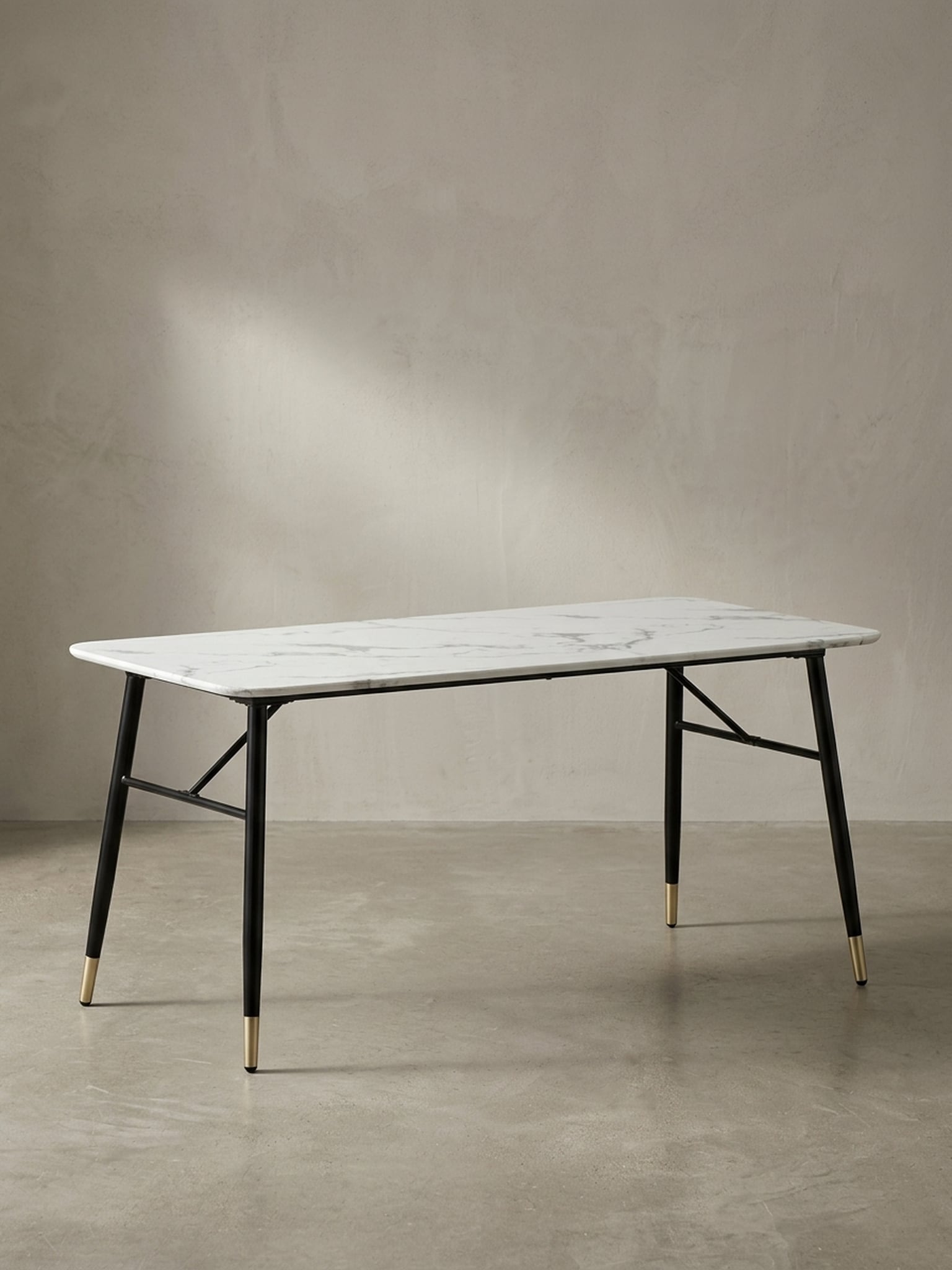 Esstisch Marmoroptik Metall Rechteckig Modern Klein, Wei&szlig; 180x90x76 cm 