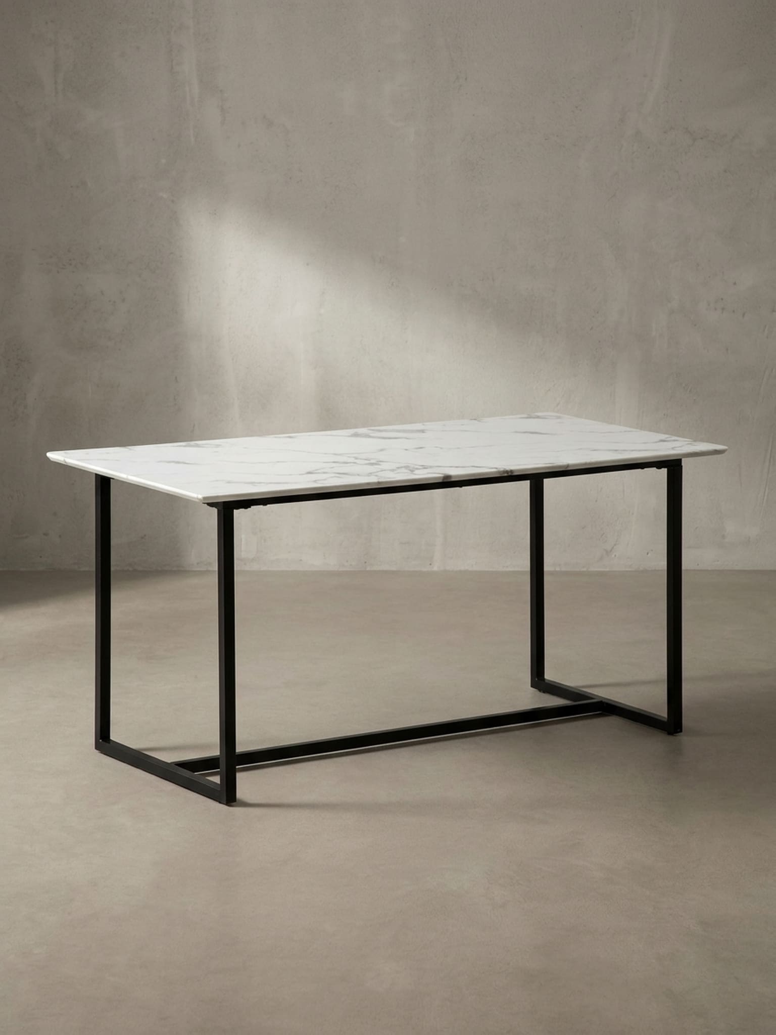 Esstisch Marmoroptik Metall Rechteckig Modern Klein, Wei&szlig; 120x60x76 cm 