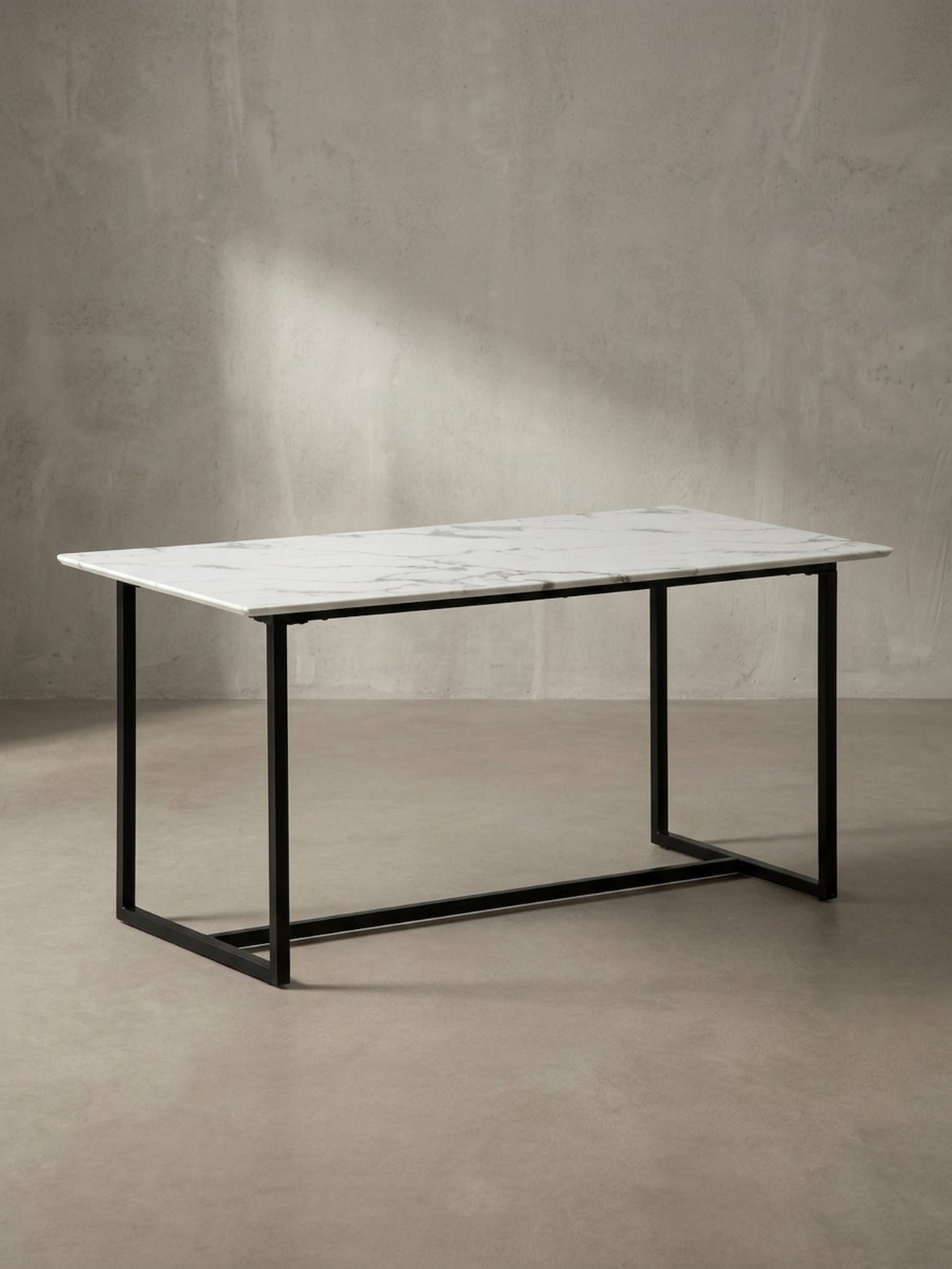 Esstisch Marmoroptik Metall Rechteckig Modern Klein, Weiß 120x60x76 cm