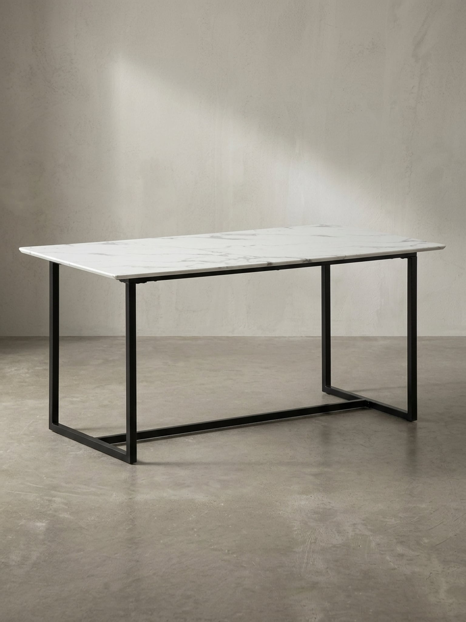 Esstisch Marmoroptik Metall Rechteckig Modern Klein, Wei&szlig; 160x80x76 cm 
