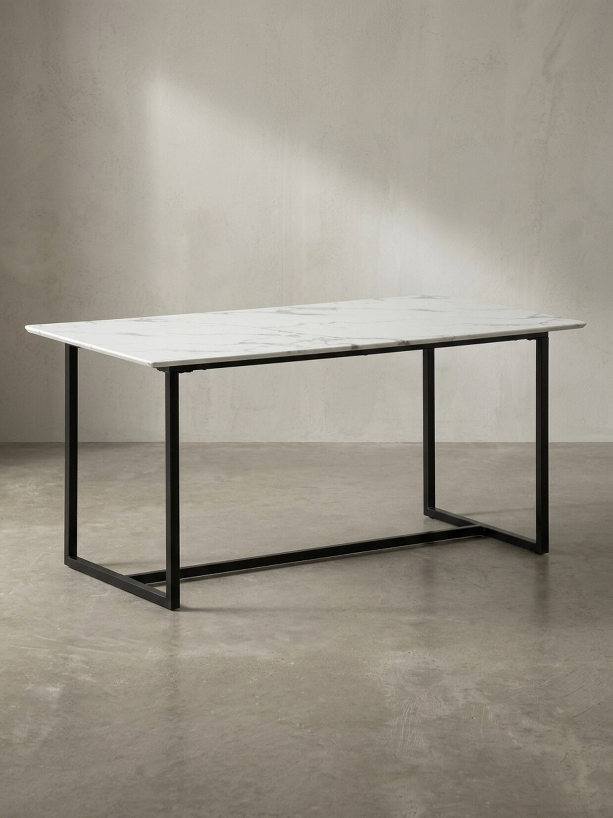 Esstisch Marmoroptik Metall Rechteckig Modern Groß, Weiß 160x80x76 cm