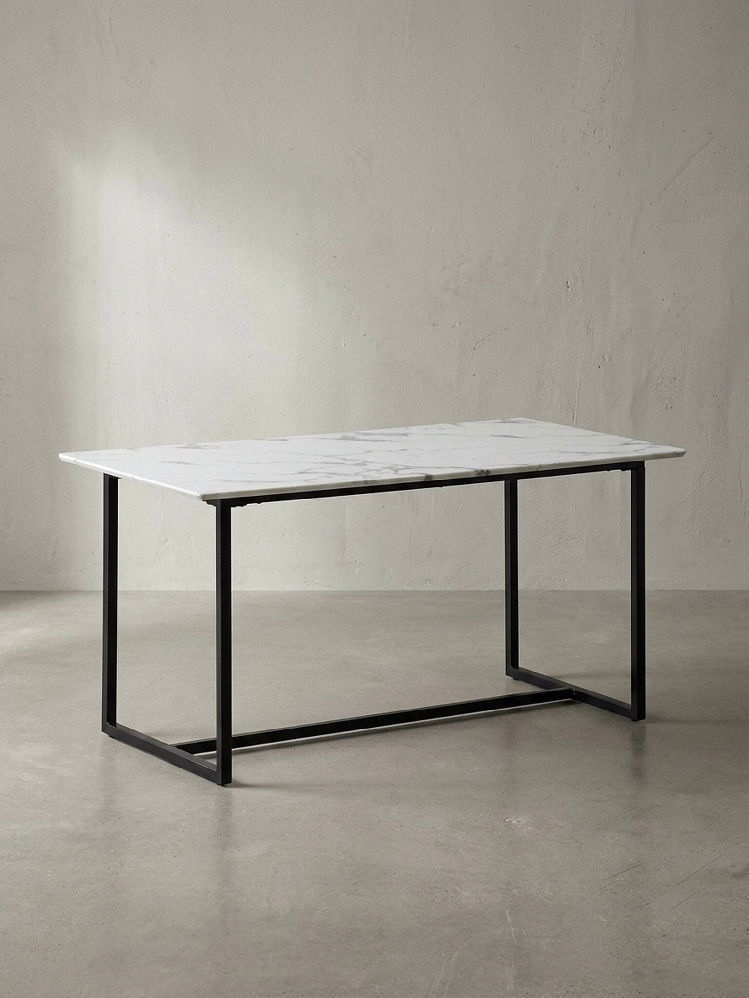 Esstisch Marmoroptik Metall Rechteckig Modern Klein, Wei&szlig; 200x90x76 cm 