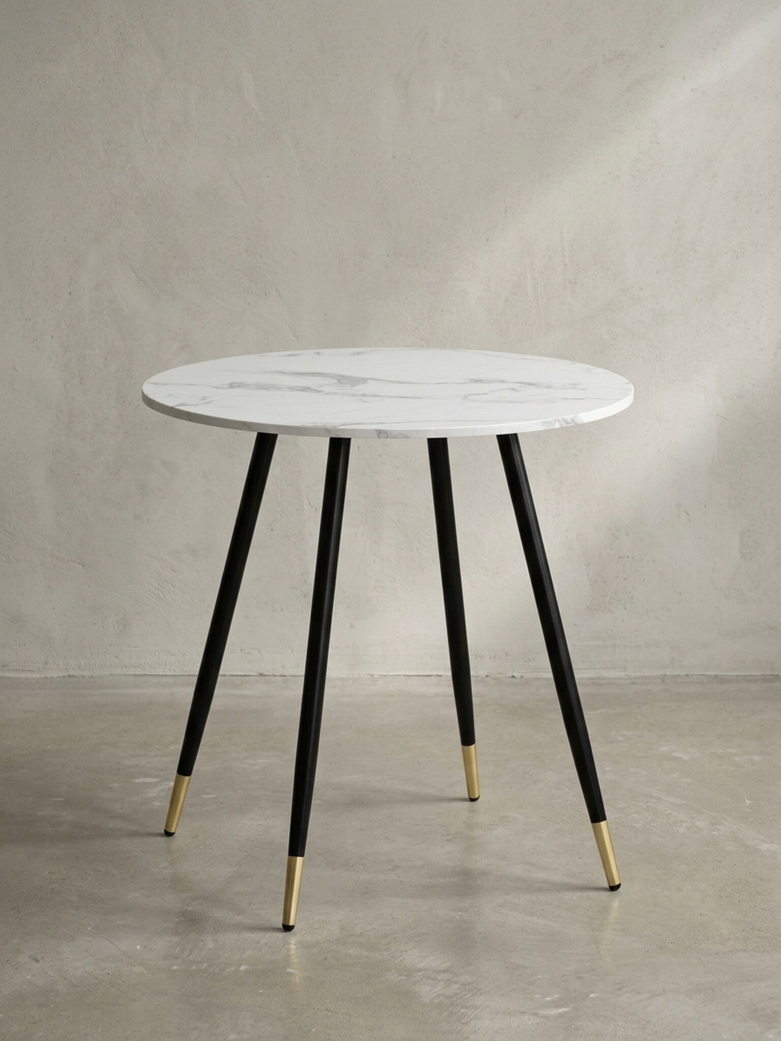 Esstisch Marmoroptik Metall Rund Modern, Wei&szlig; 75x75x76 cm 