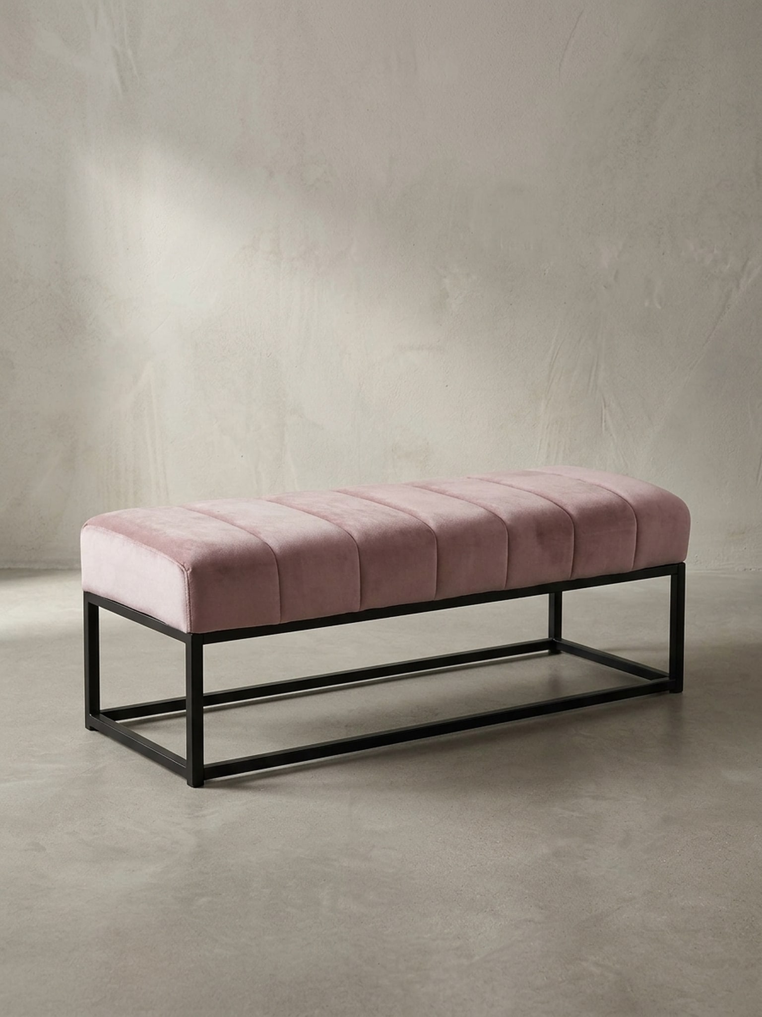 Sitzbank Samt Metallgestell gepolstert, Rosa 108x40x40 cm 