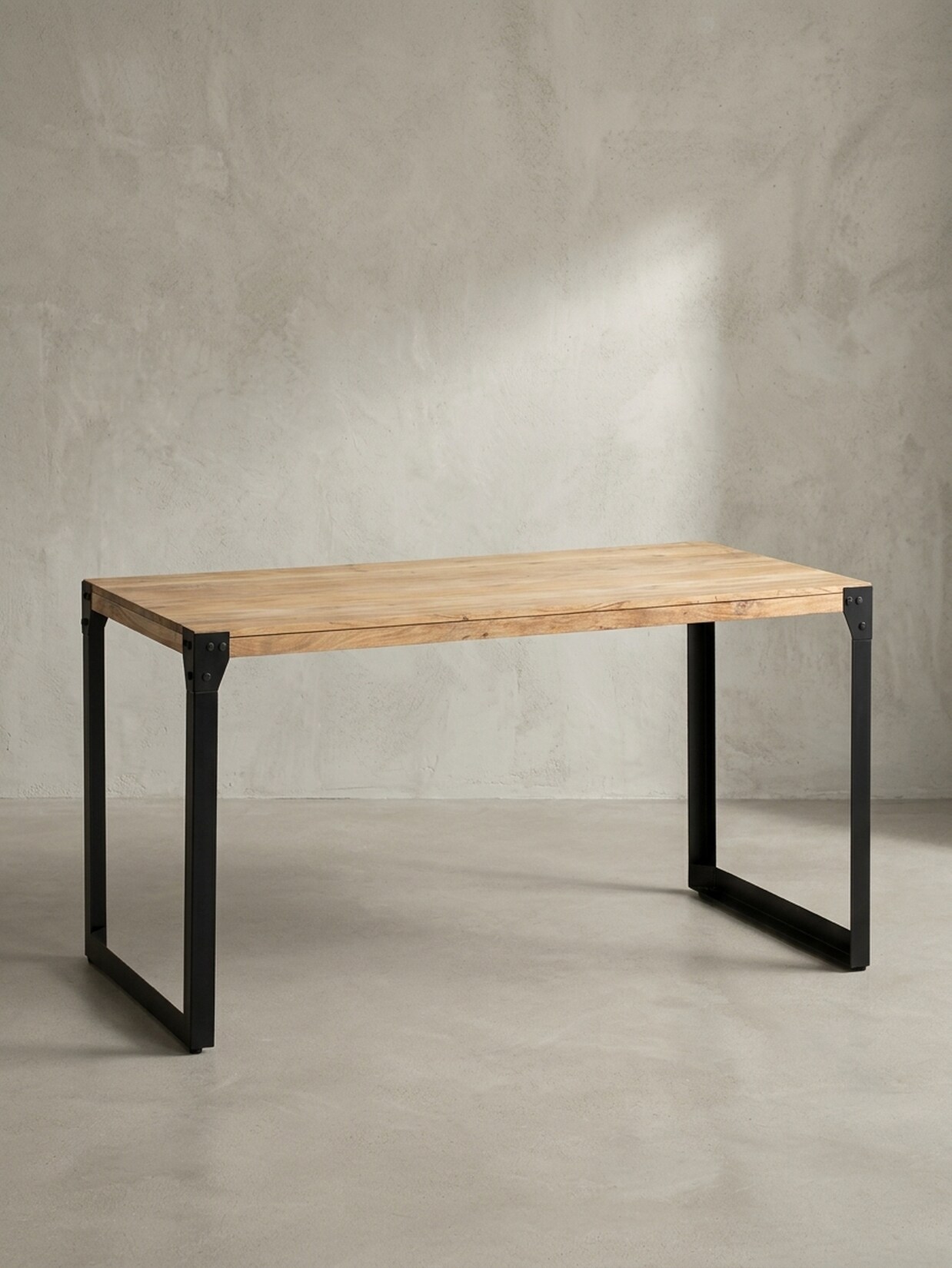 Esstisch Massivholz Metall Rechteckig Industrial, Akazie 120x60x76 cm