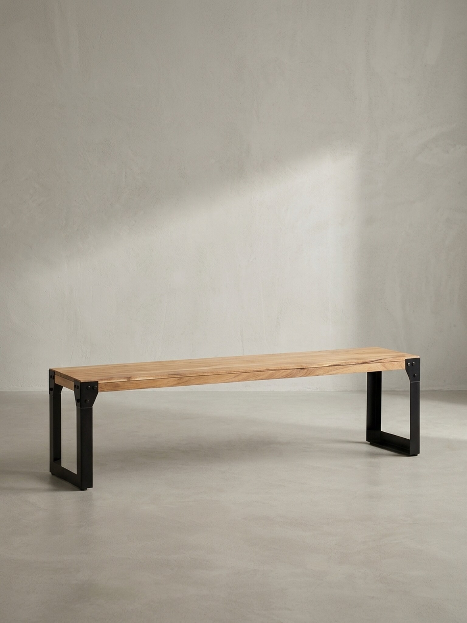 Esszimmerbank Massivholz Metall ohne Lehne, Akazie 120x40x45 cm 