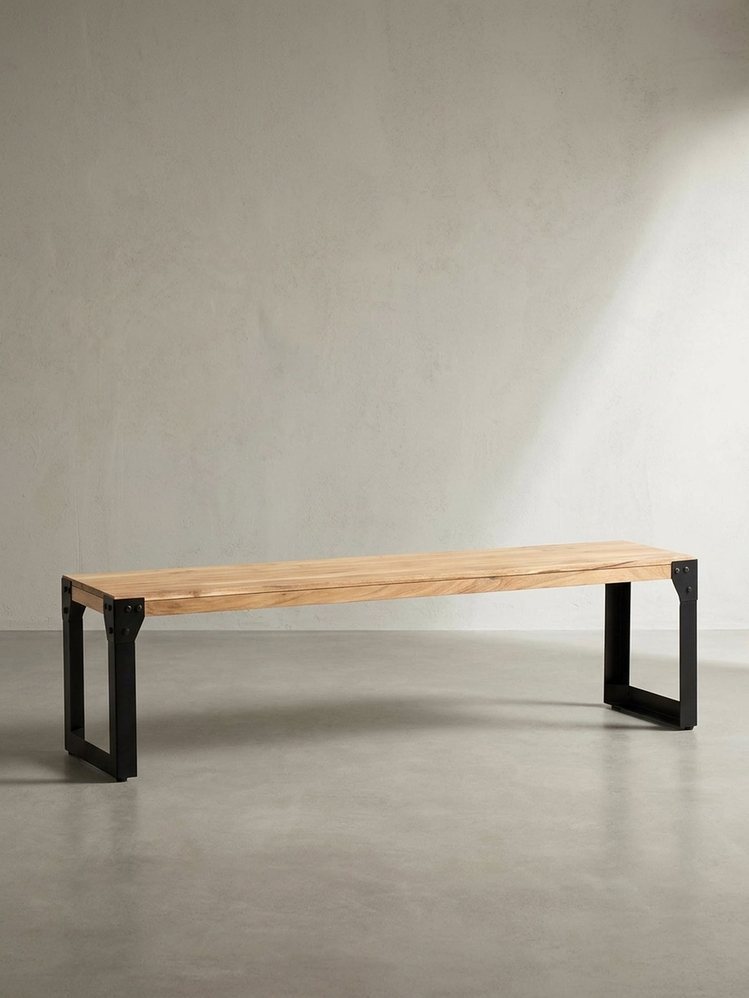 Esszimmerbank Massivholz Metall ohne Lehne, Akazie 160x40x45 cm 