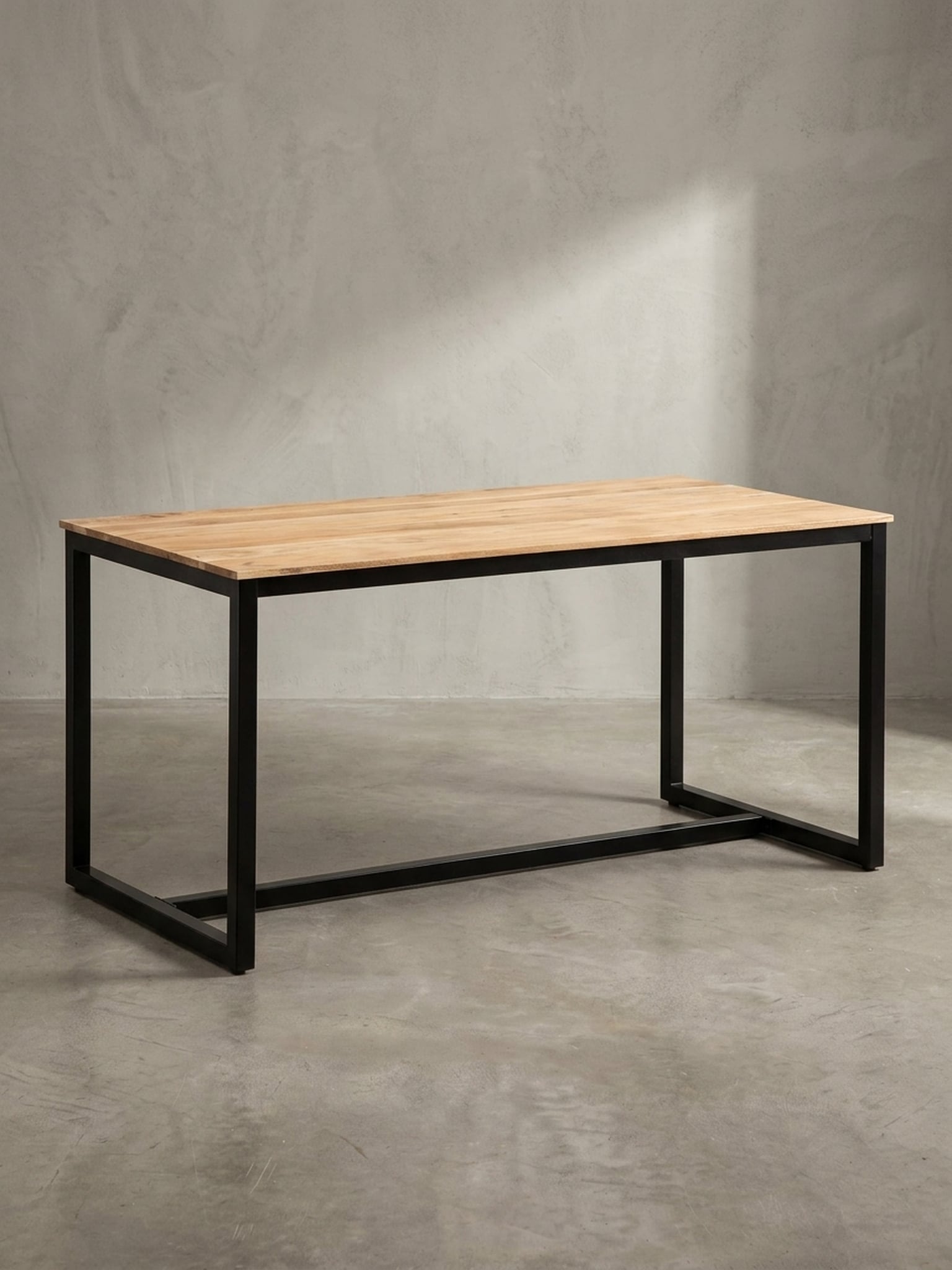 Esstisch Massivholz Metall Rechteckig Loft-Stil, Akazie 140x80x76 cm 