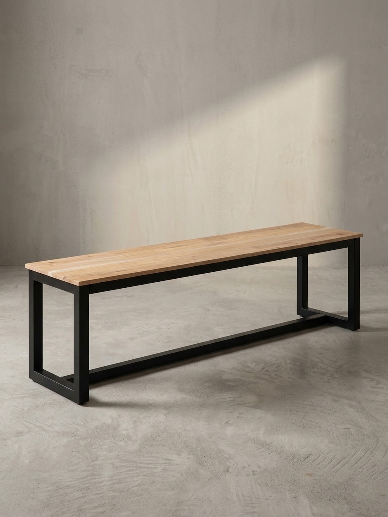 Esszimmerbank Massivholz Metall Loft-Stil ohne Lehne, Akazie 120x40x45 cm
