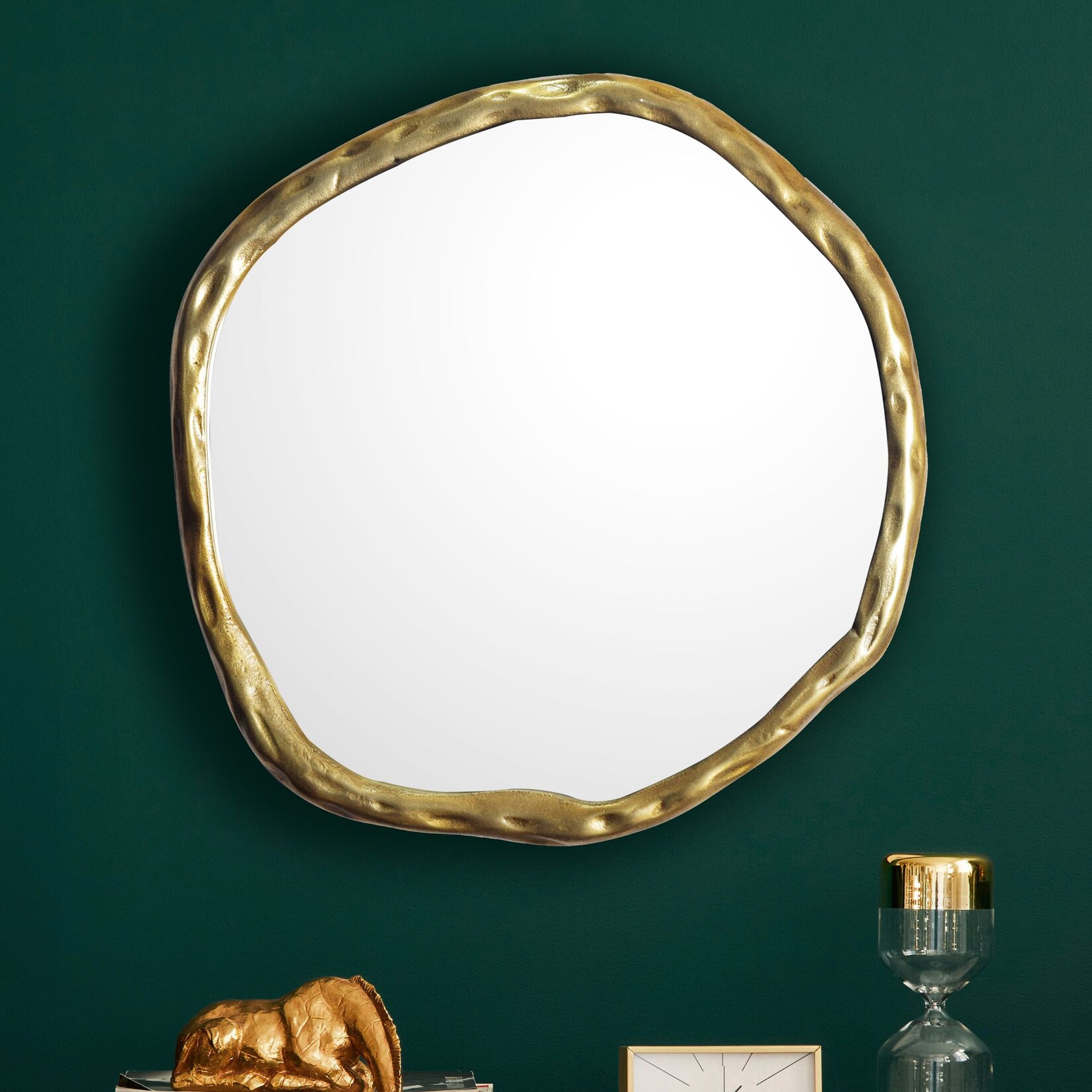 Wandspiegel Asymmetrisch Metall Gold 60x60 cm Modern