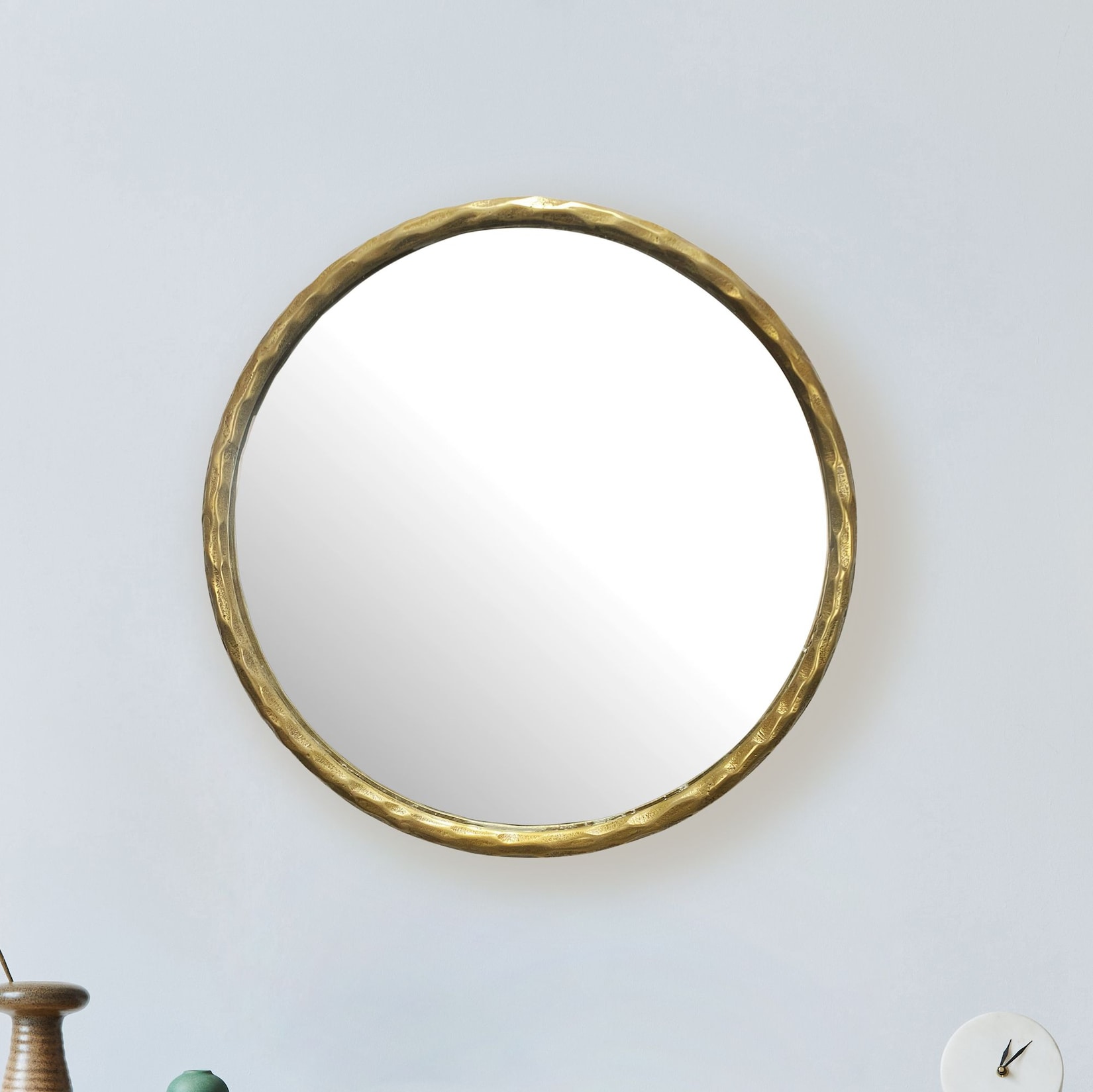 Wandspiegel Rund Metall Gold 60 cm Klassisches Design