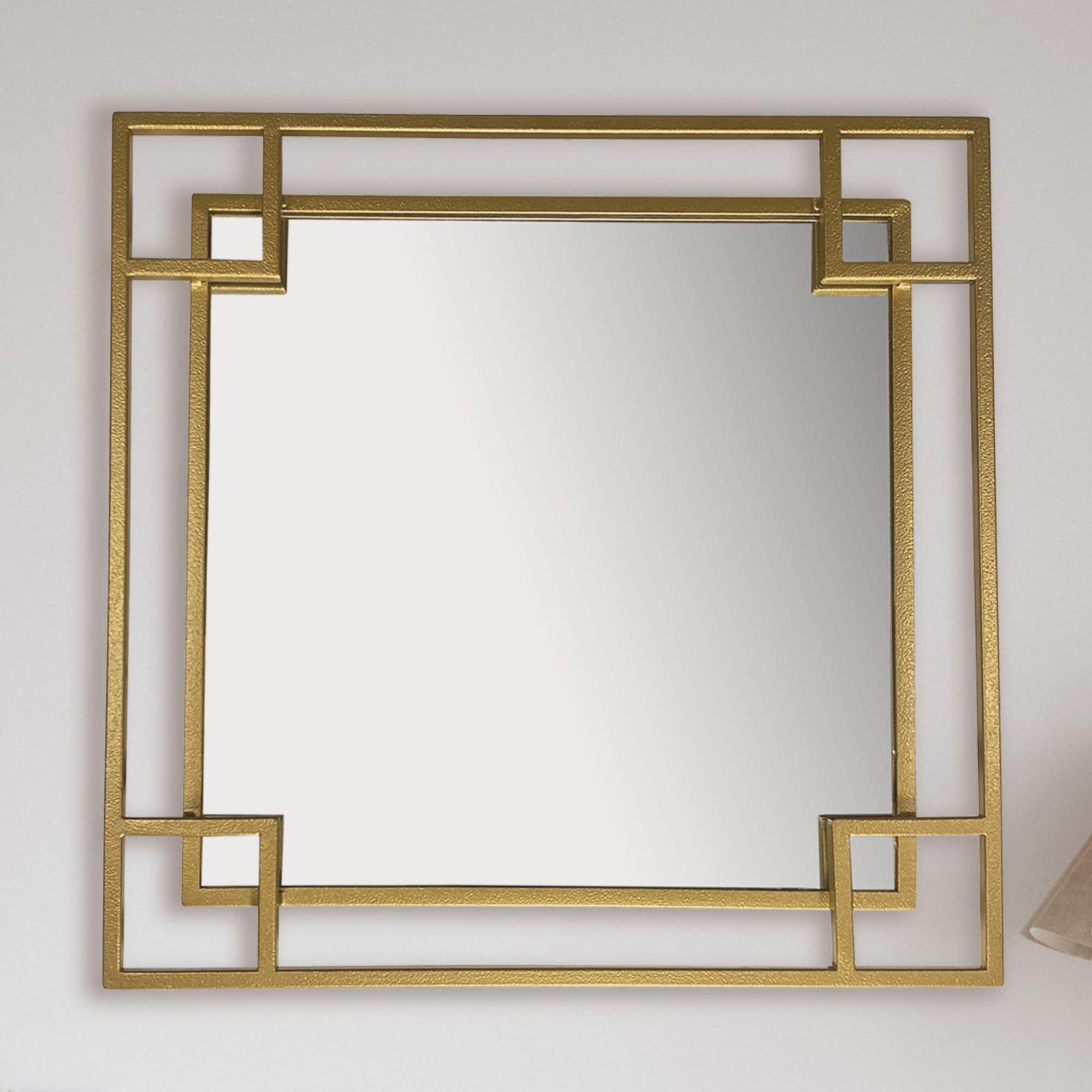 Wandspiegel mit Rahmen H&auml;ngend Quadratisch Metall Eisen Modern , Gold 60x3x60 cm 