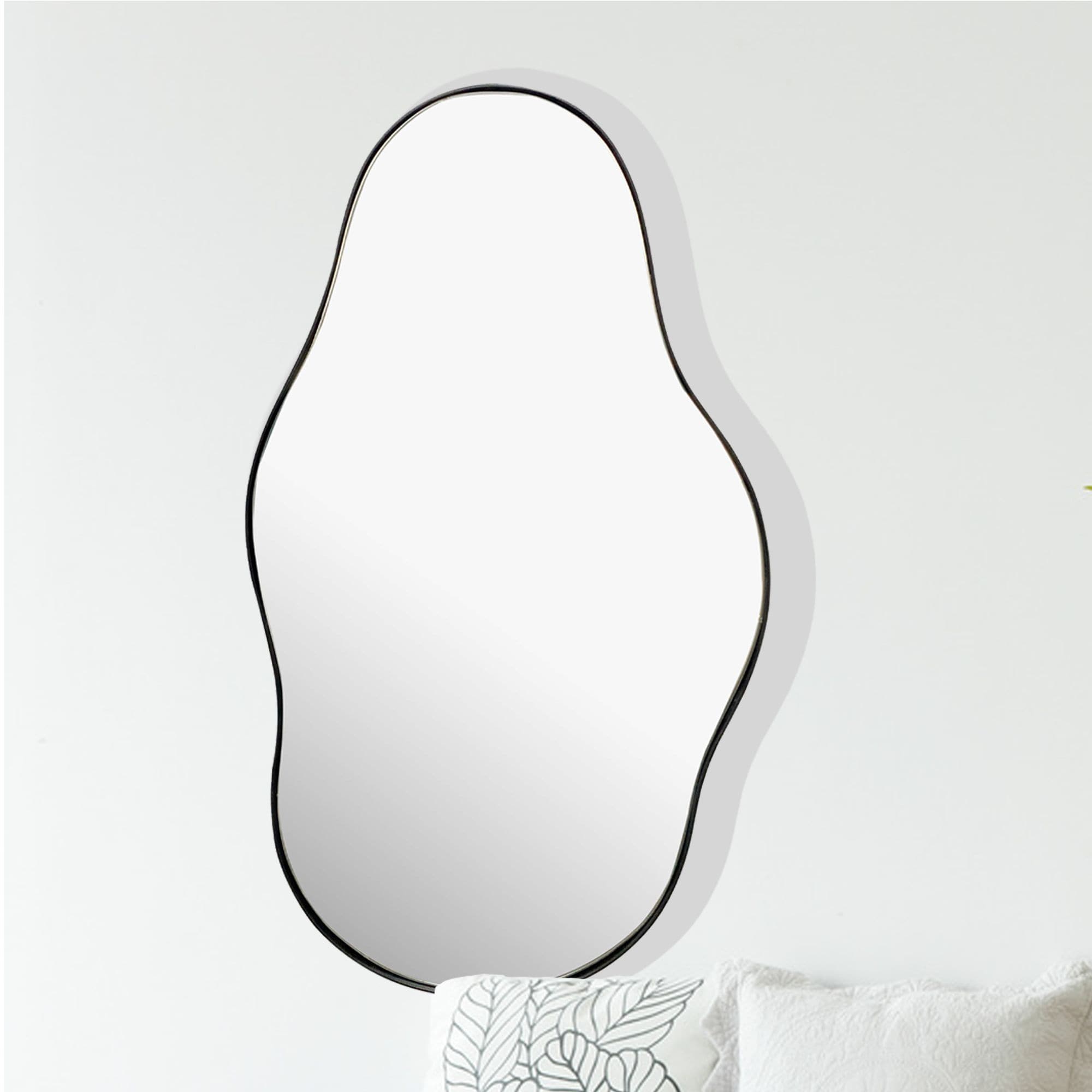 Wandspiegel Asymmetrisch Metall Schwarz 40x80 cm Moderner Rahmen 