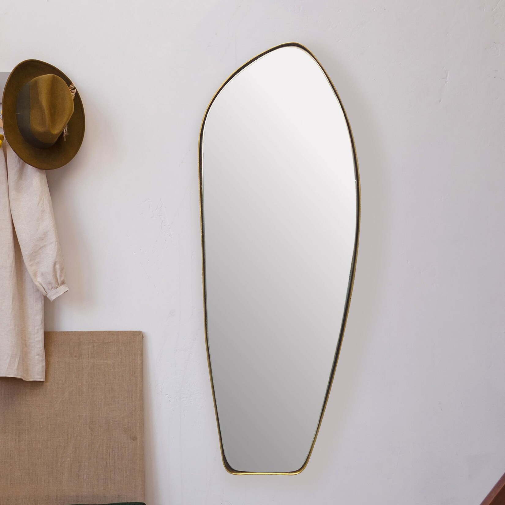 Wandspiegel Asymmetrisch Metall Gold 33x90 cm Modern