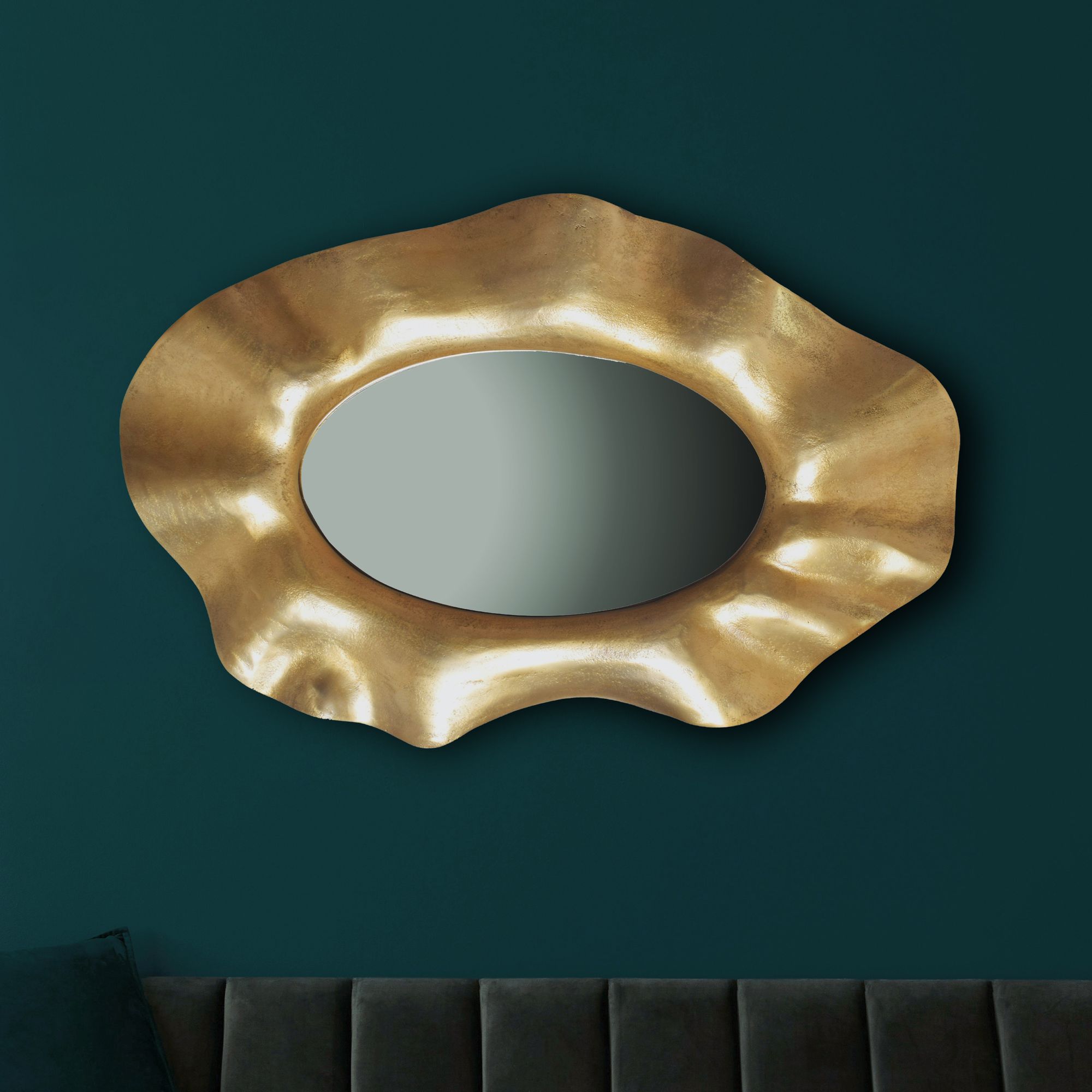 Wandspiegel Asymmetrisch Metall Gold 60x90 cm Modern 