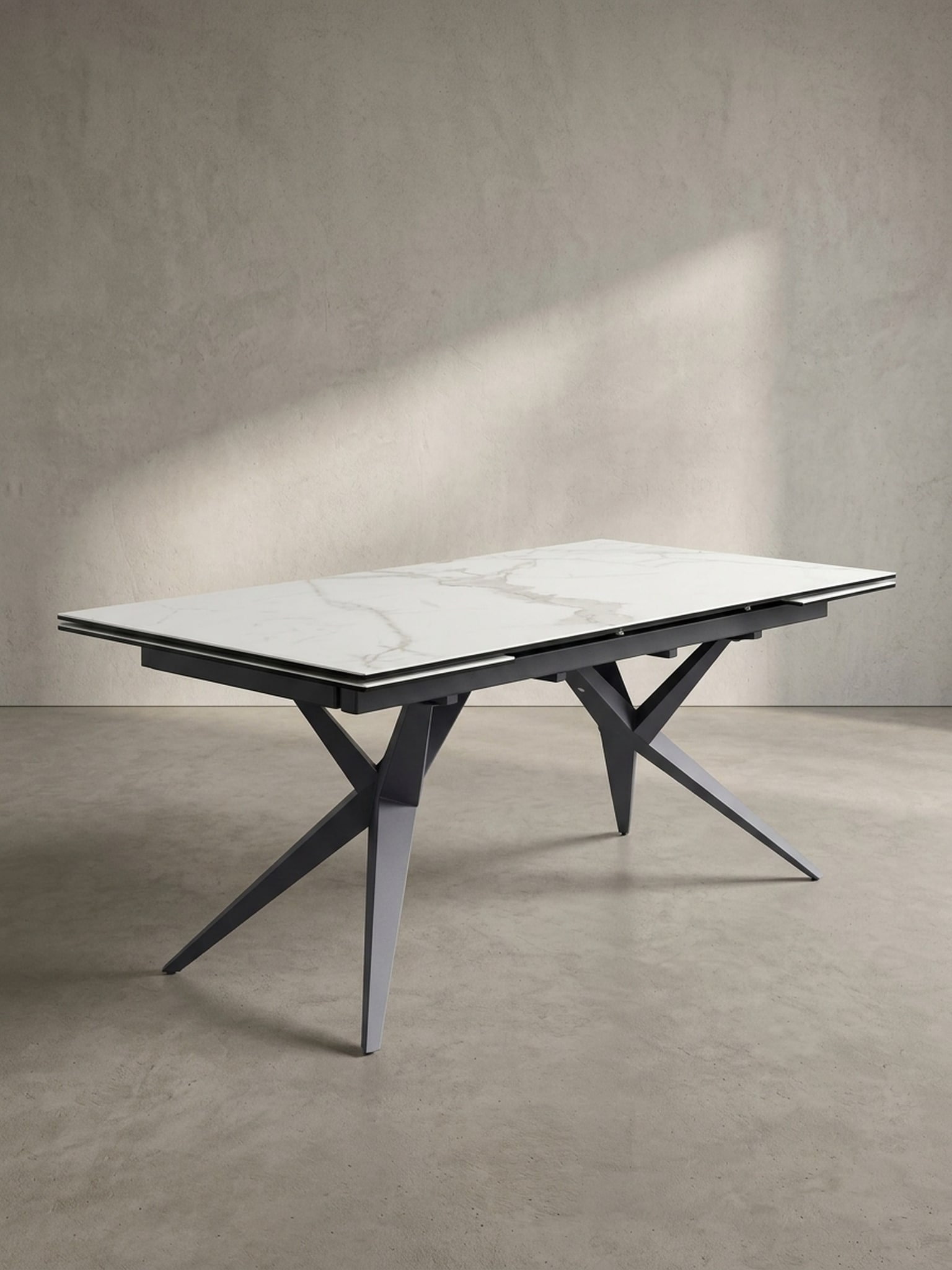 Esstisch Ausziehbar Keramik Glas Marmoroptik Gro&szlig;, Wei&szlig; 180x95x76 cm 