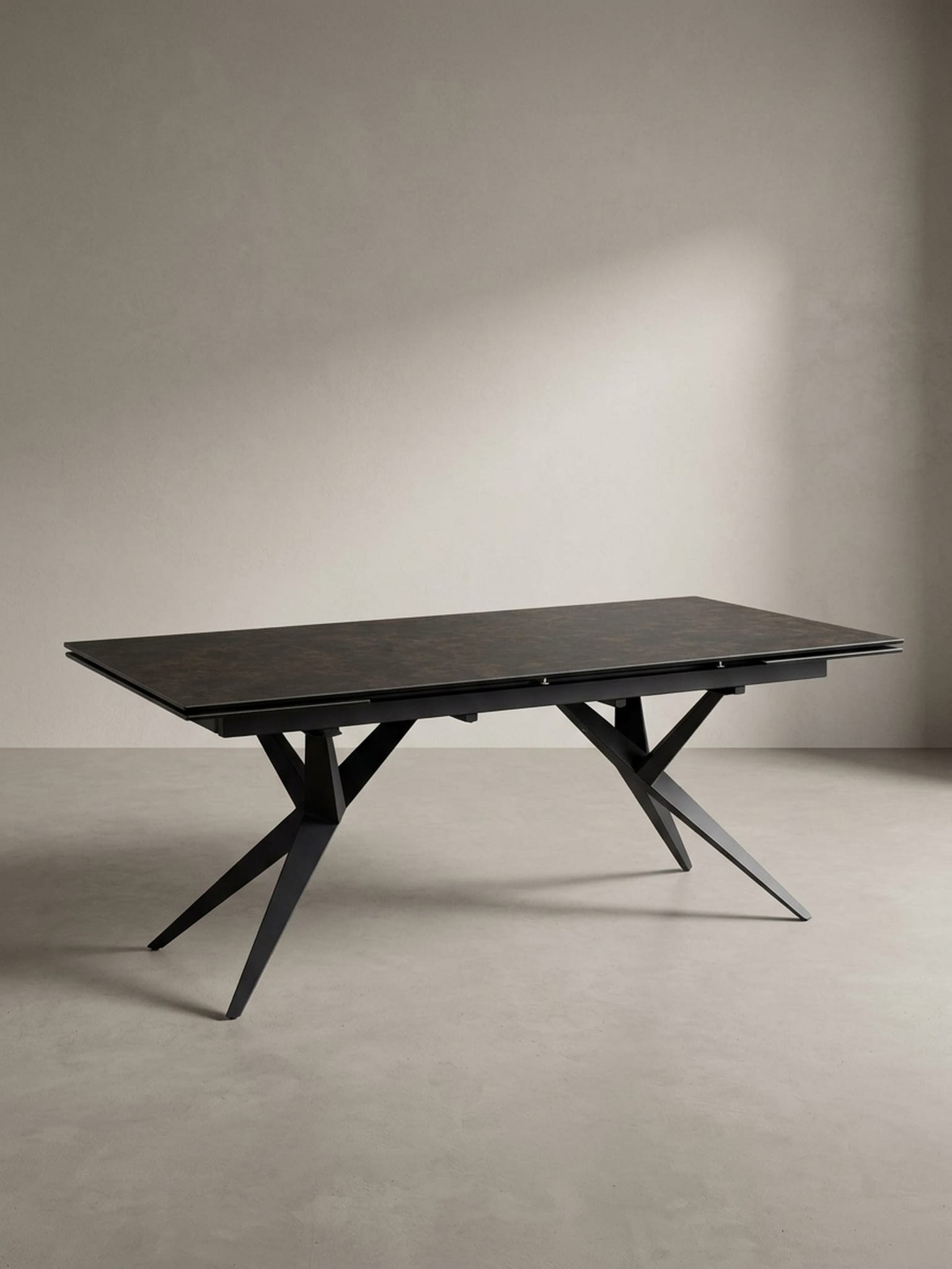 Esstisch Ausziehbar Keramik Glas Marmoroptik Gro&szlig;, Schwarz 180x95x76 cm 