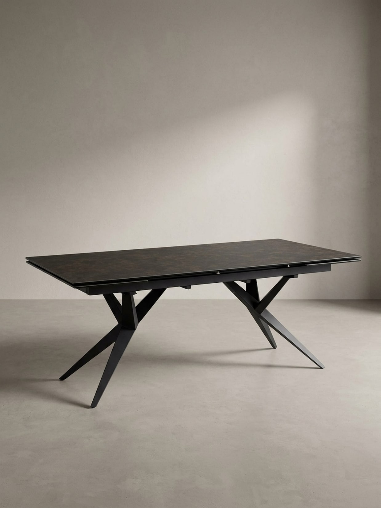 Esstisch Ausziehbar Keramik Glas Marmoroptik Groß, Schwarz 180x95x76 cm