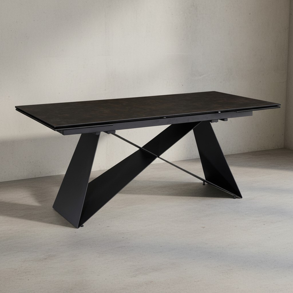 Esstisch Ausziehbar Keramik Glas Marmoroptik Rechteckig Gro&szlig;, Schwarz 180x95x78 cm 