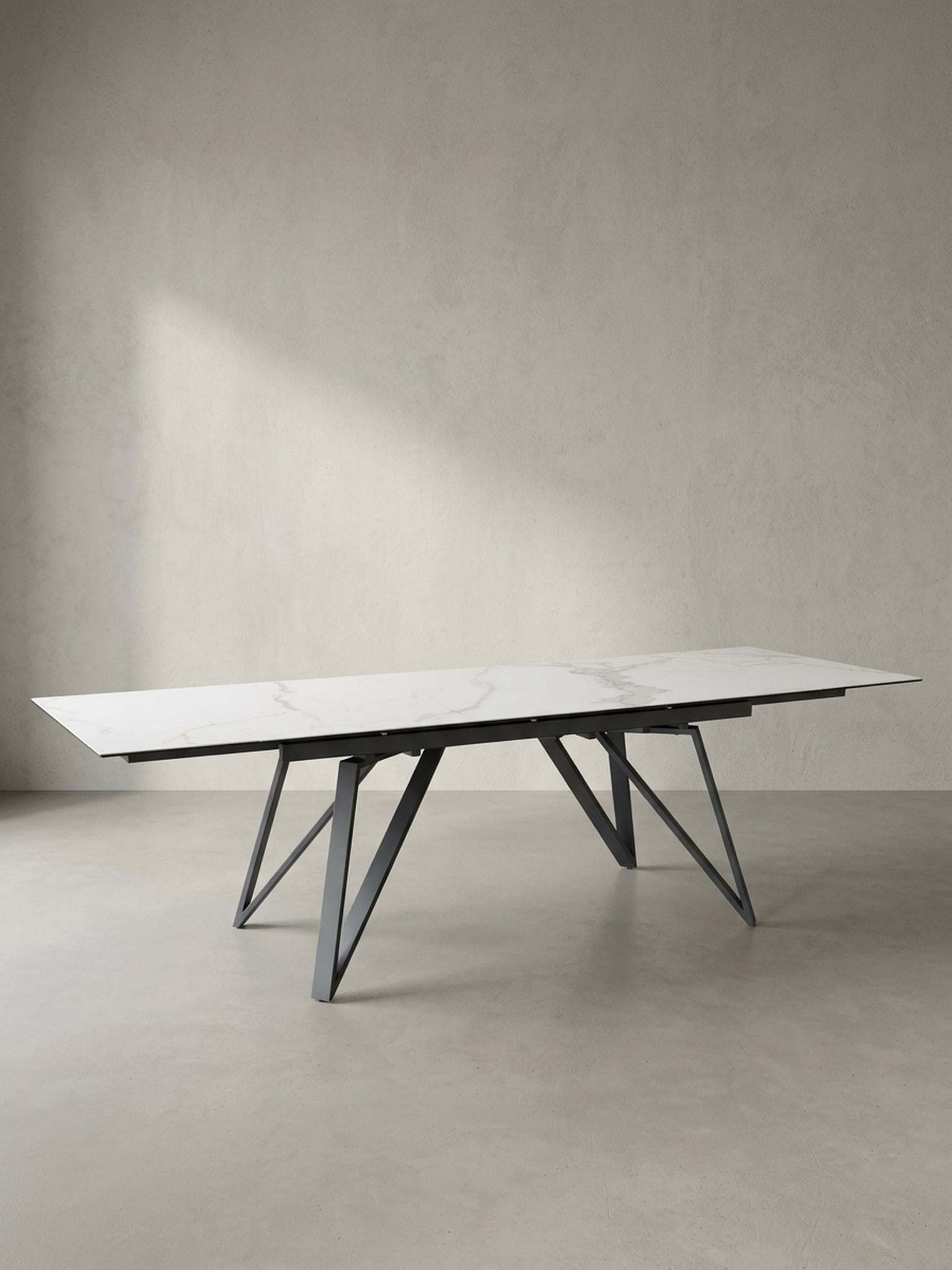 Esstisch Ausziehbar Keramik Glas Marmoroptik Rechteckig Gro&szlig;, Wei&szlig; 180x95x76 cm 