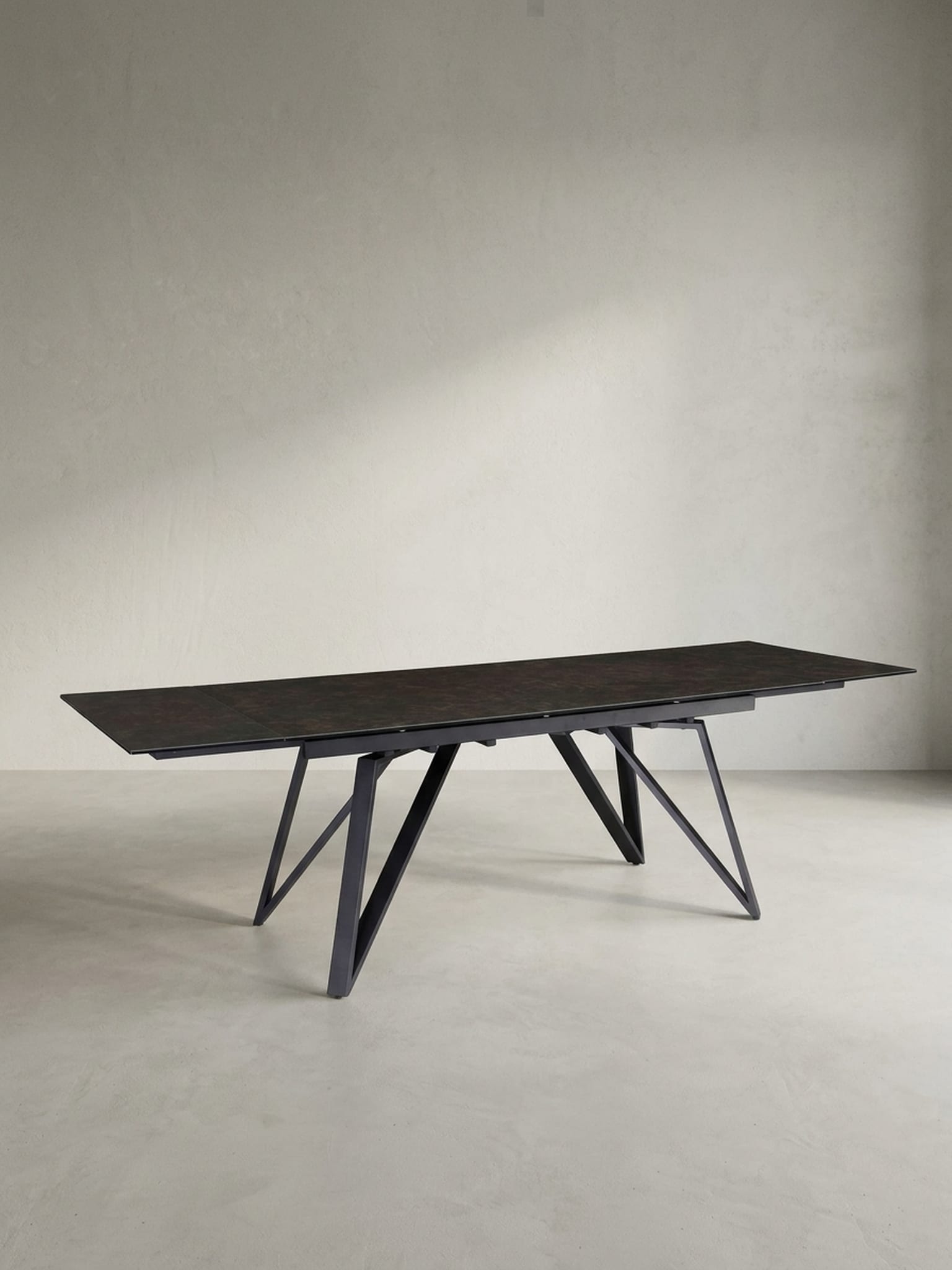Esstisch Ausziehbar Keramik Glas Marmoroptik Rechteckig Gro&szlig;, Schwarz 180x95x76 cm 