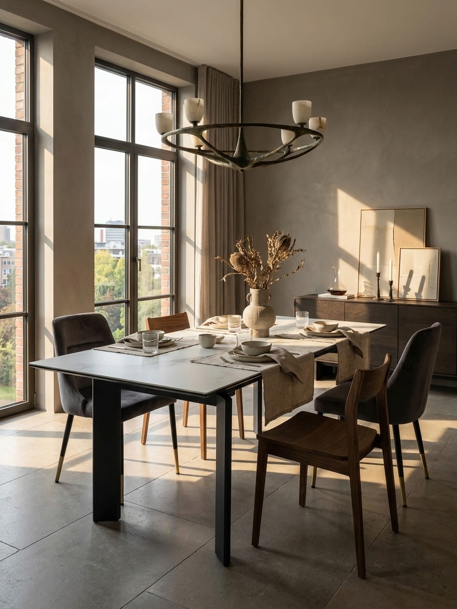 Esstisch Keramik Glas Metall Ausziehbar Marmoroptik, Wei&szlig; 180x95x77 cm 