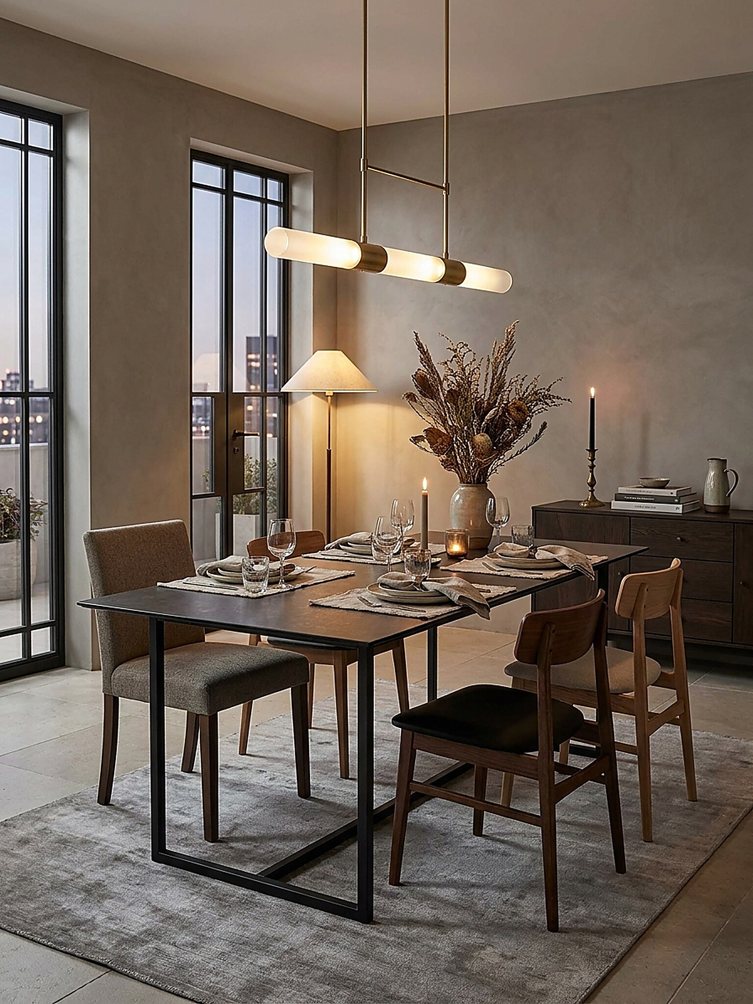 Esstisch Keramik Glas Metall Rechteckig Marmoroptik Gro&szlig;, Schwarz 180x90x76 cm 